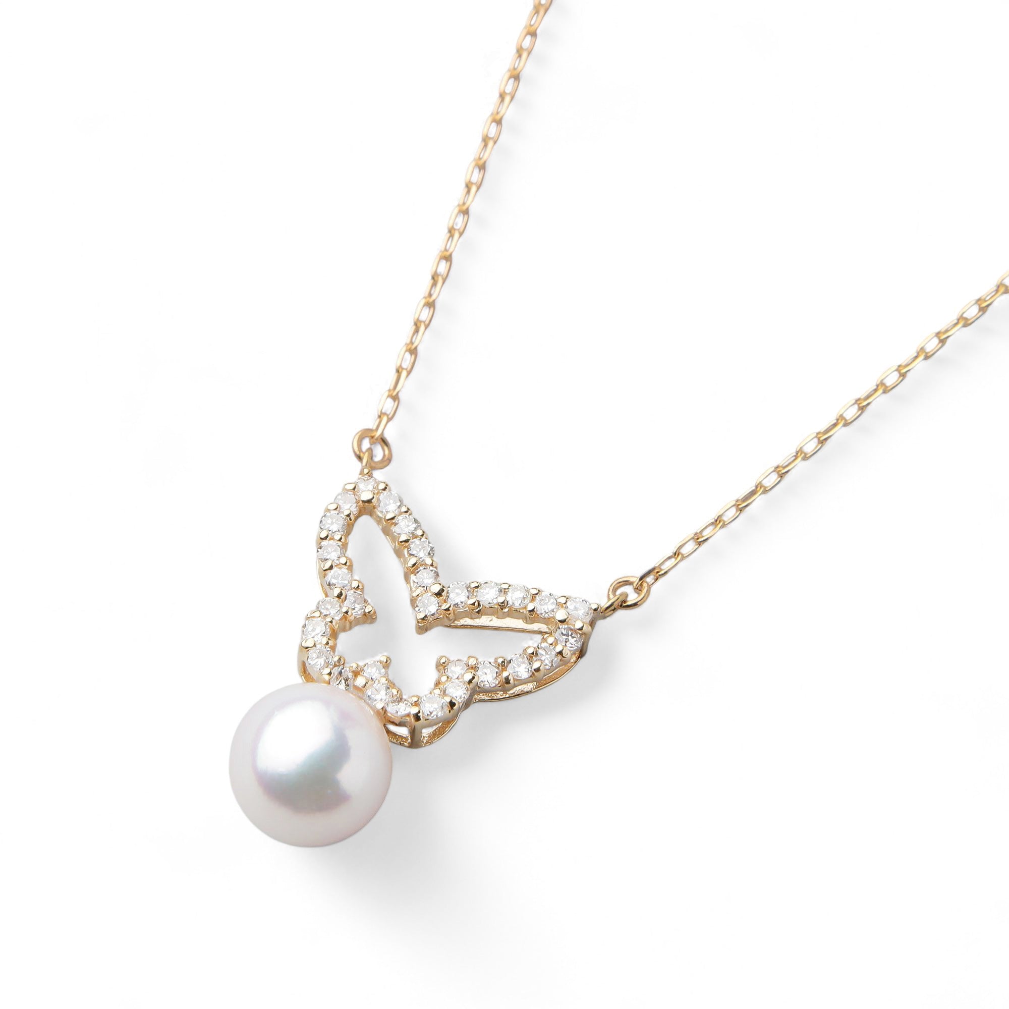 petit amie Akoya Pearl Butterfly Pendant 7.5-8.0mm K18YG