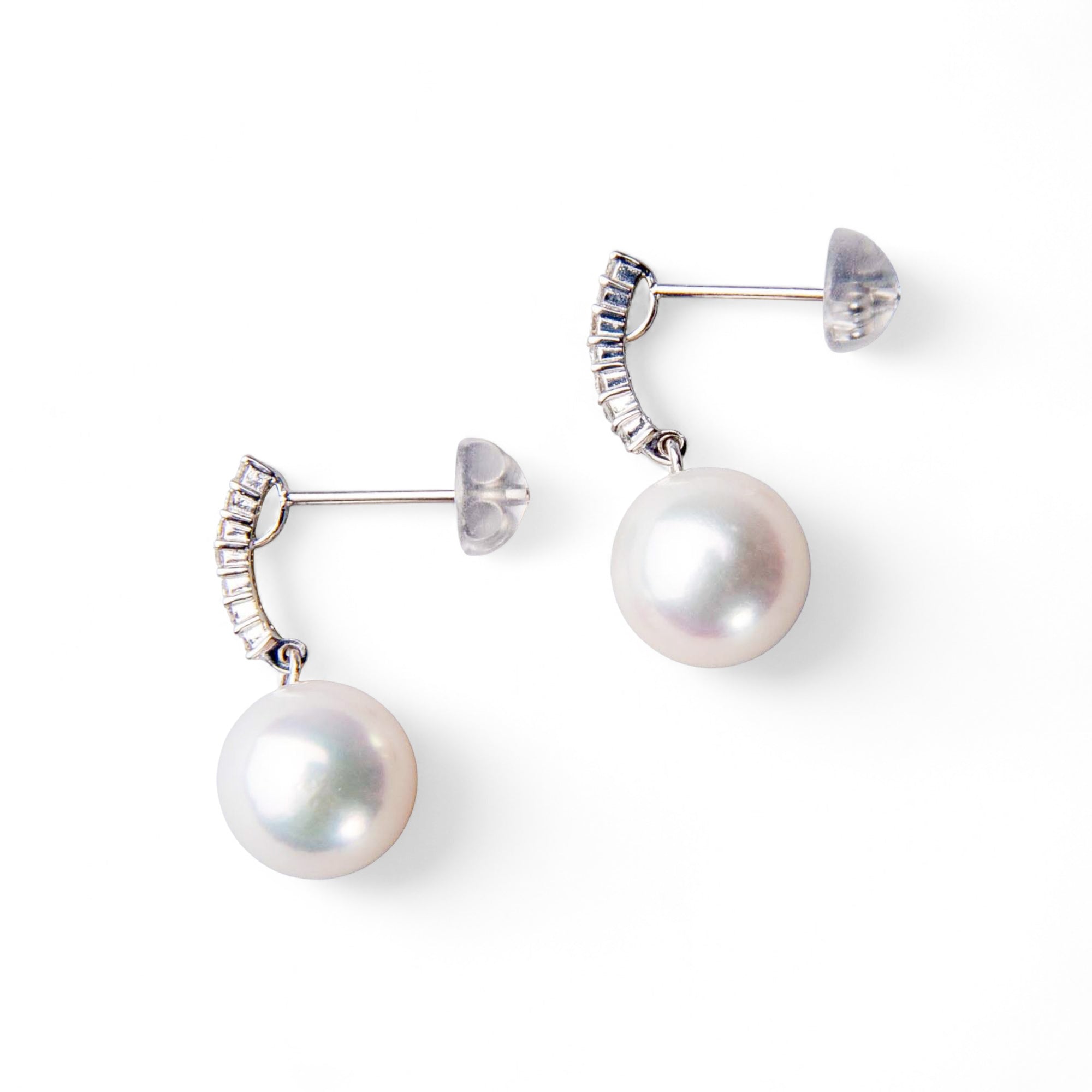 HANADAMA Akoya Pearl Earrings 9.0-9.5mm K18WG -Premium-