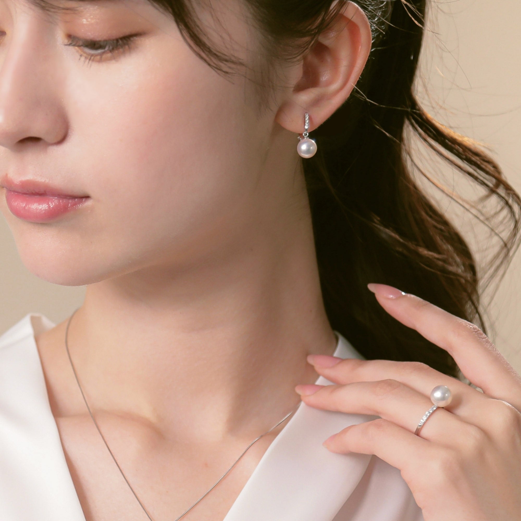 HANADAMA Akoya Pearl Clip-on Earrings 8.0-8.5mm K18WG -Premium-