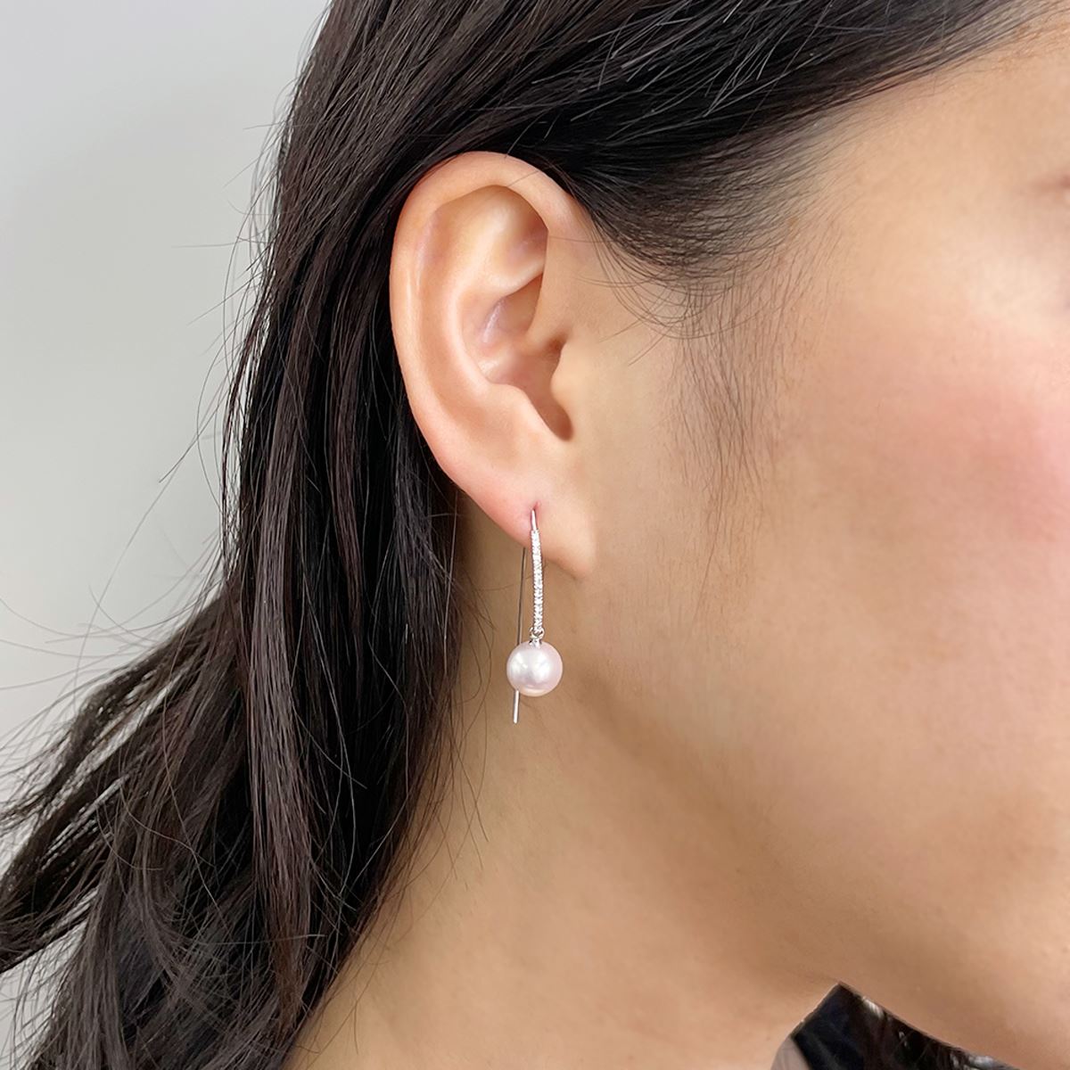 HANADAMA Akoya Pearl Earrings 8.5-9.0mm K18WG -Premium-