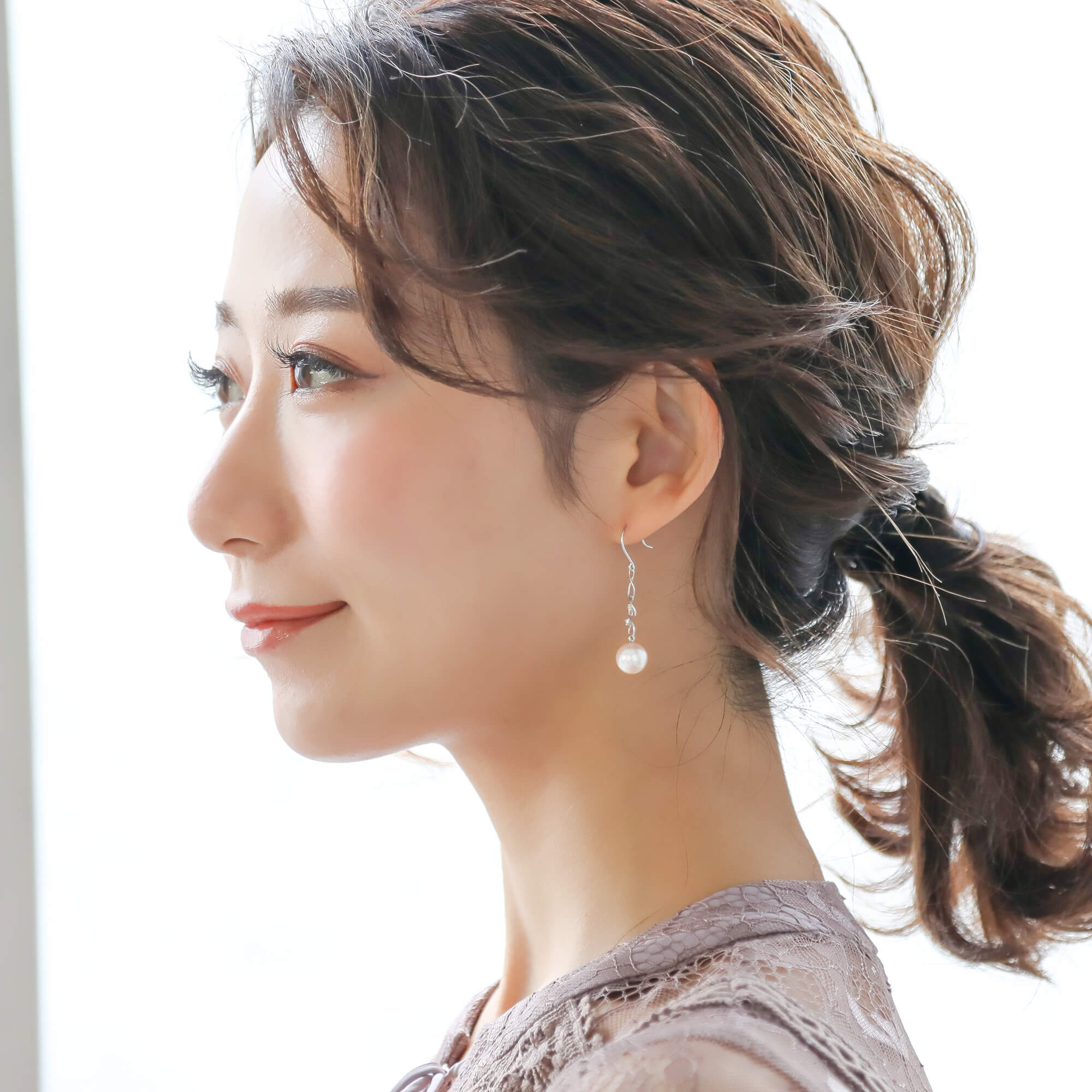 Aurora HANADAMA Akoya Pearl Earrings 8.5-9.0mm K18WG -Premium-