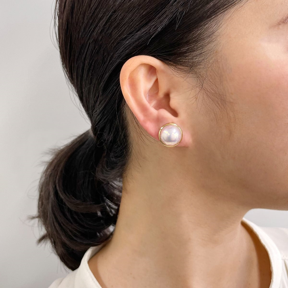 Mabe Pearl Earrings 13mmUP K18