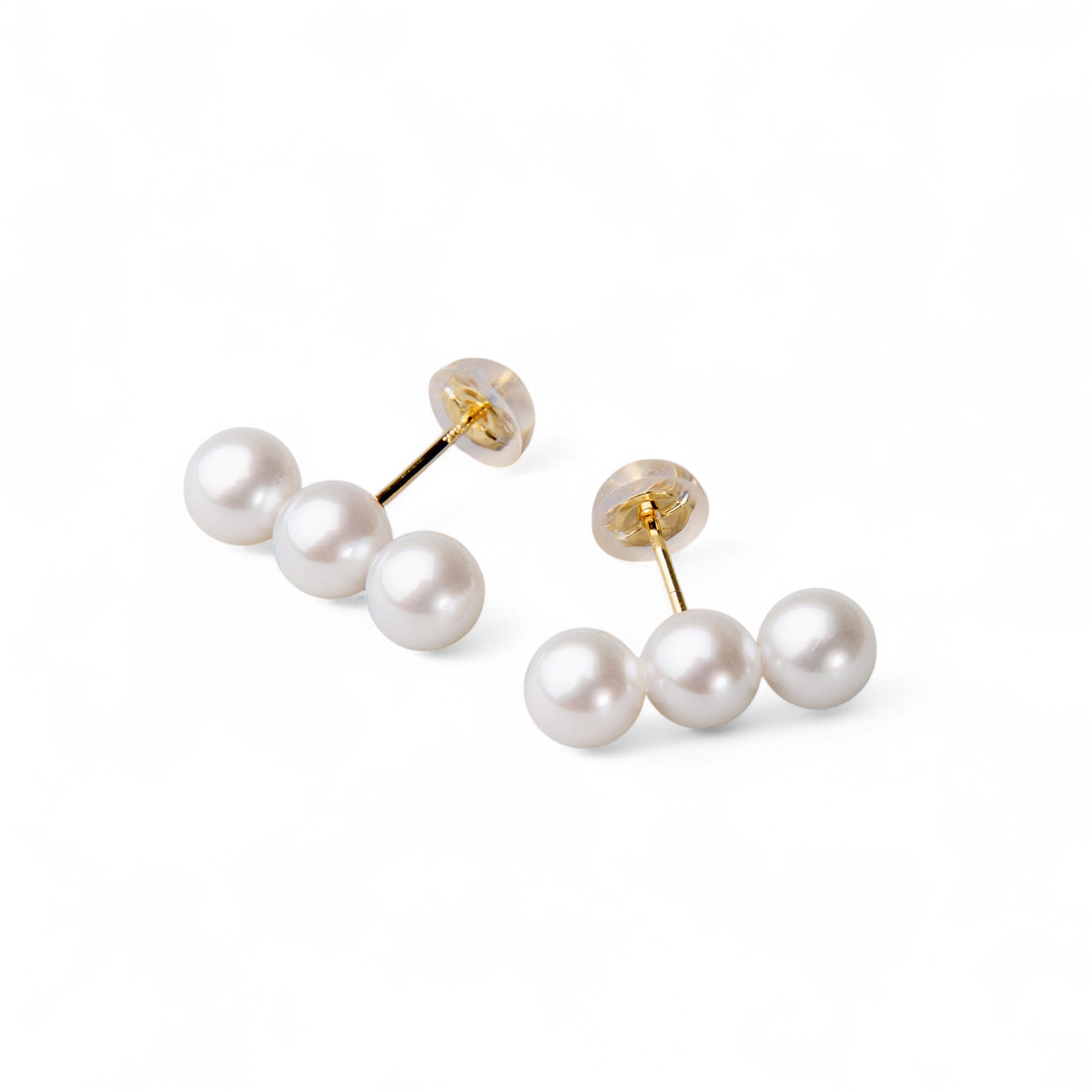 Carina Akoya Pearl Triple Earrings 5.0-6.0mm K14WG/K18YG