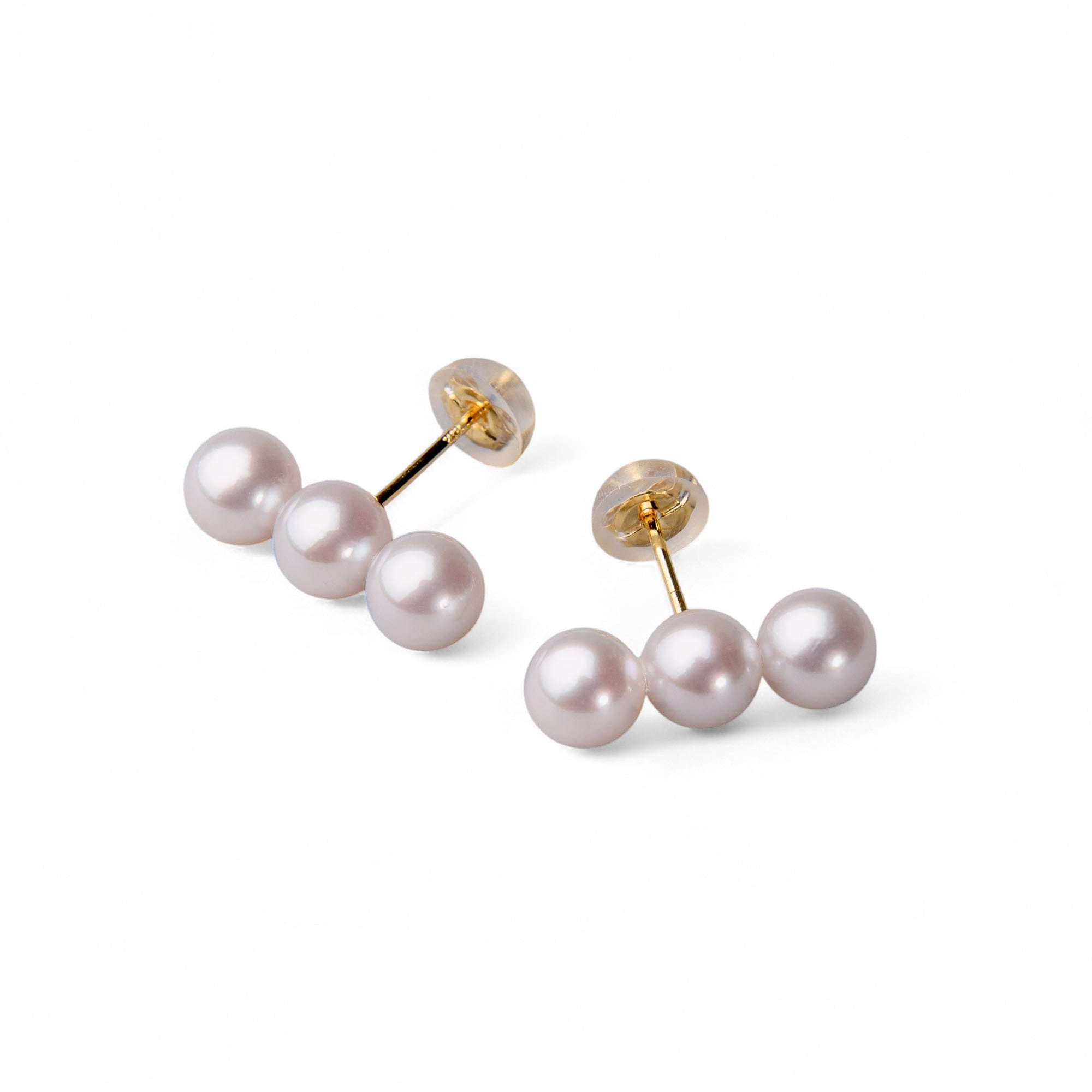 Carina Akoya Pearl Triple Earrings 5.0-6.0mm K14WG/K18YG