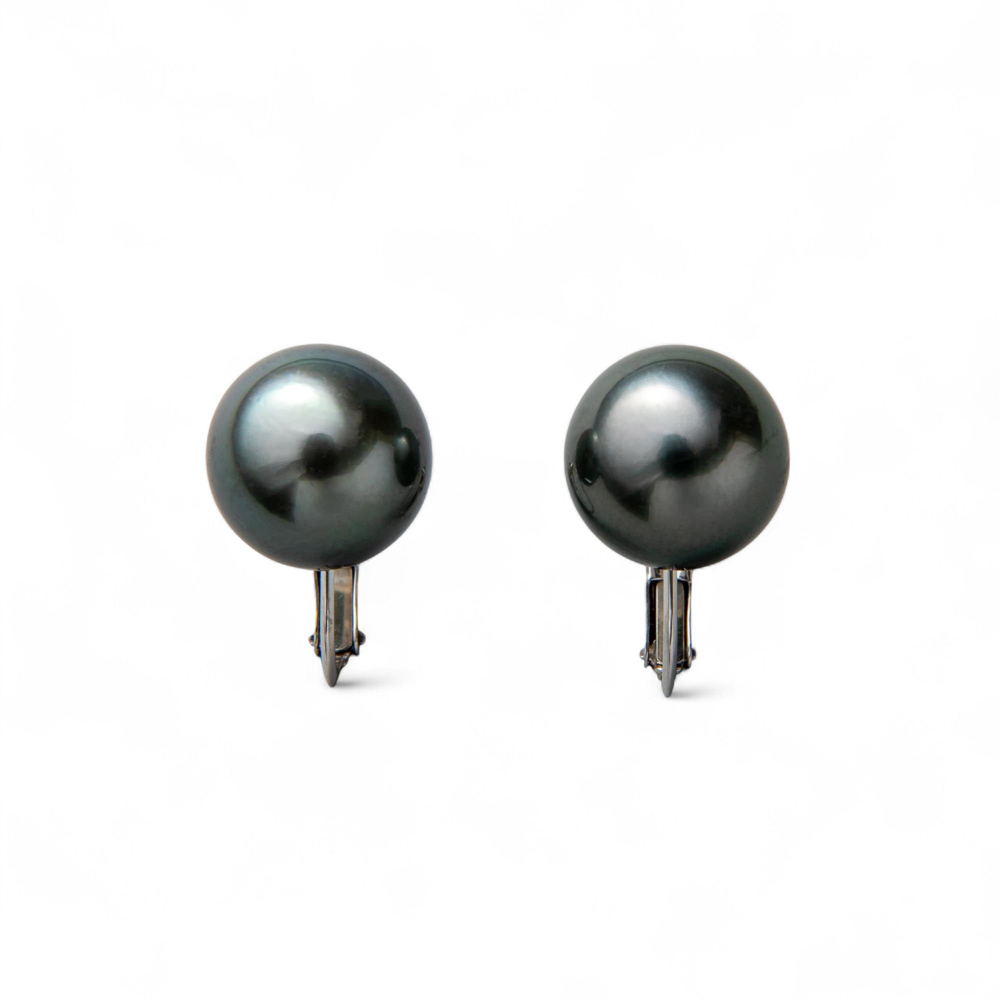 Tahitian+ Tahitian Black Pearl Clip-on Earrings 11mmUP K14WG