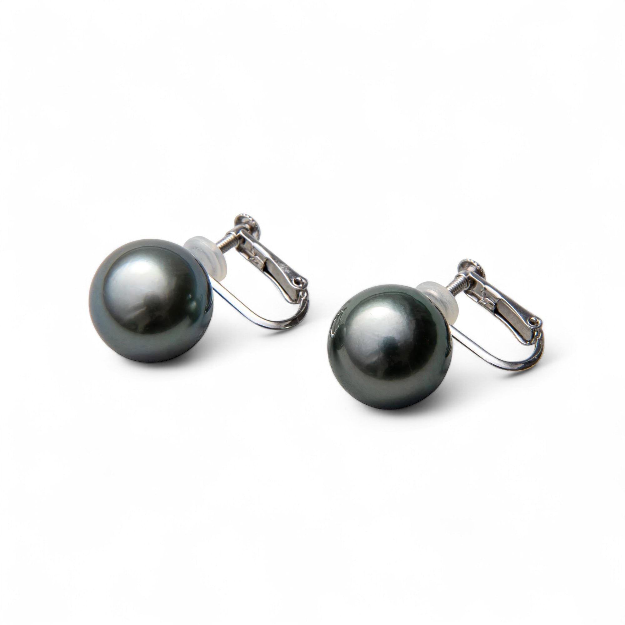 Tahitian+ Tahitian Black Pearl Clip-on Earrings 11mmUP K14WG