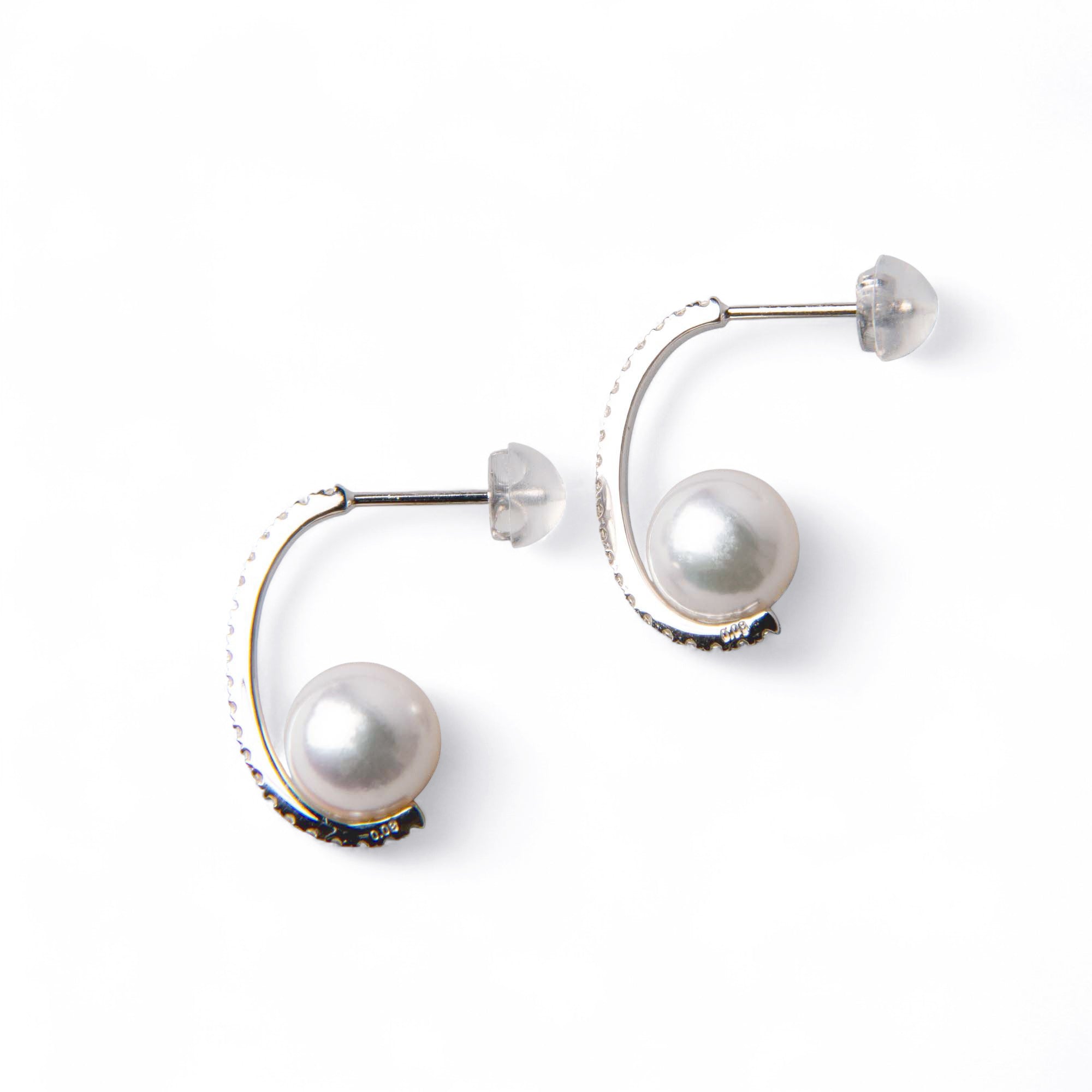 Aurora HANADAMA Akoya Pearl Earrings 7.5-8.0mm K18WG/YG -Premium-