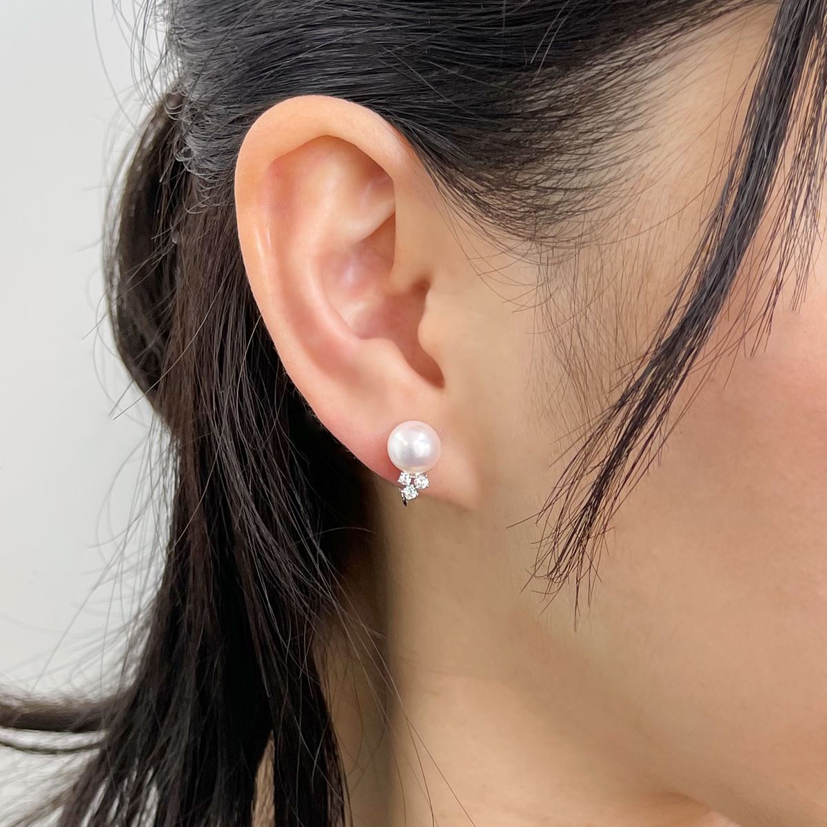 Aurora HANADAMA Akoya Pearl Clip-on Earrings 8.0-8.5mm K18WG -Premium-