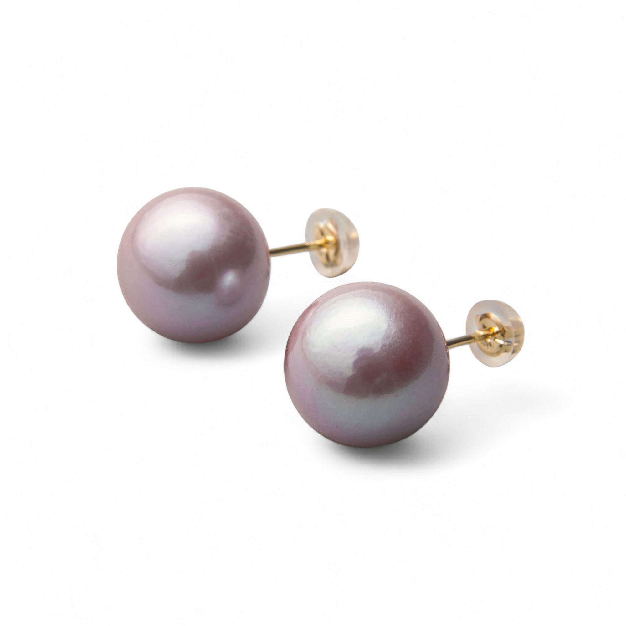Mauvette Freshwater Pearl Stud Earrings 12mmUP K18YG