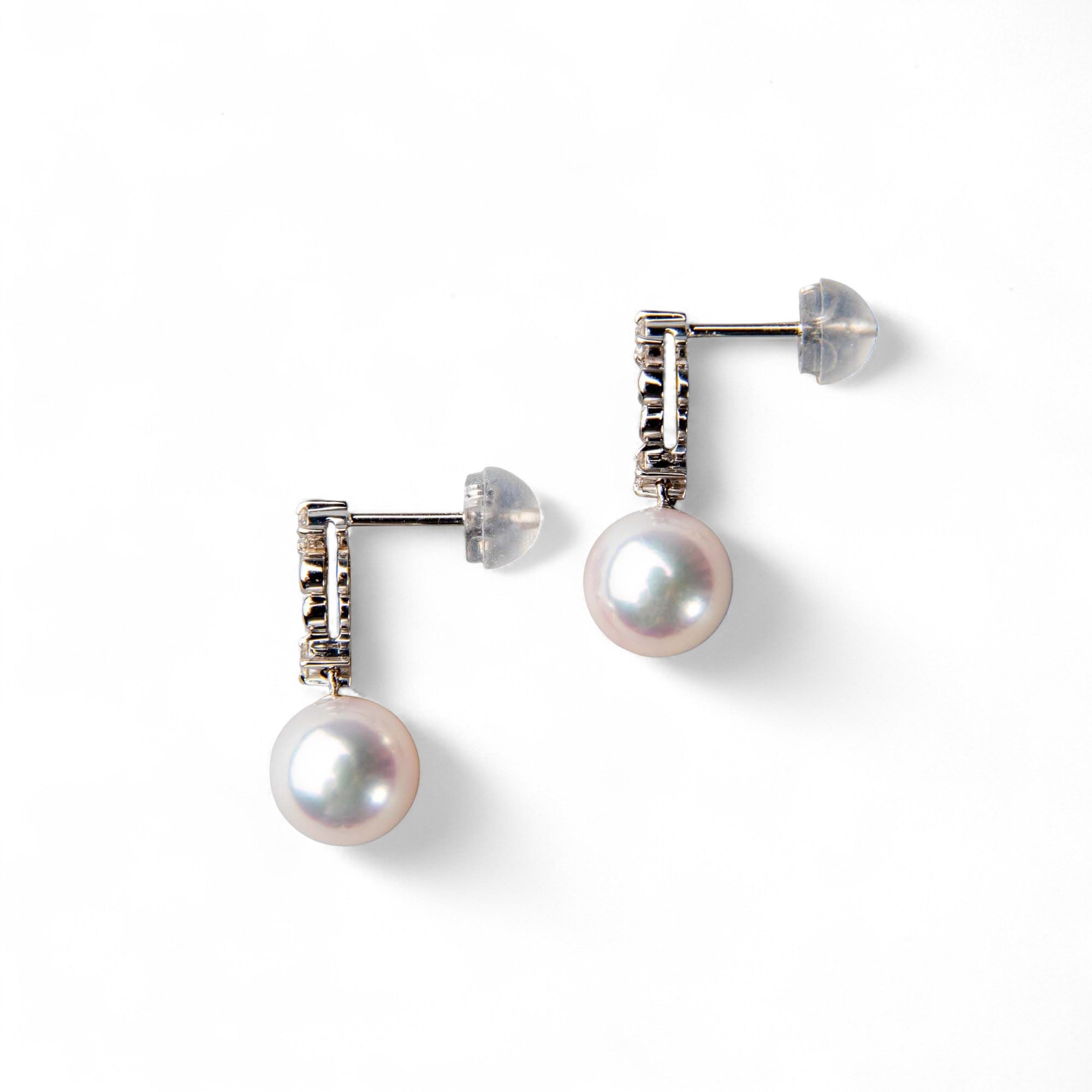 HANADAMA Akoya Pearl Earrings 7.5-8.0mm K18WG/YG -Premium-