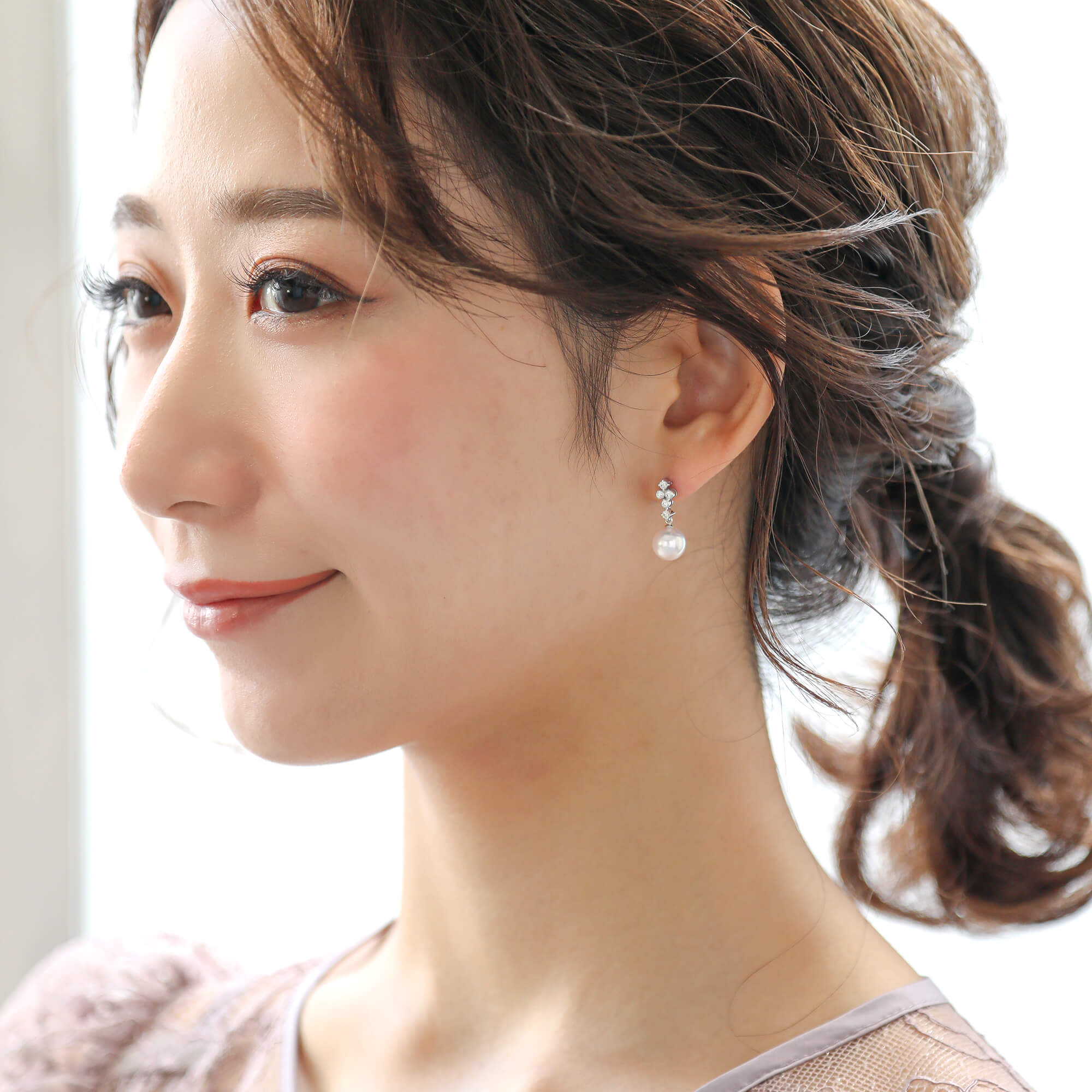 HANADAMA Akoya Pearl Earrings 7.5-8.0mm K18WG/YG -Premium-