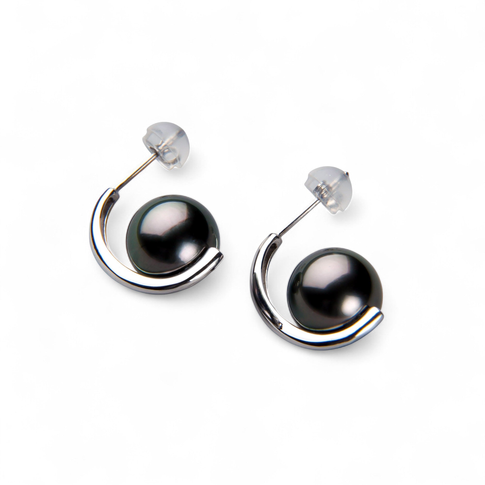 LUXE Tahitian Black Pearl Earrings 9.0–9.5mm K18WG/YG