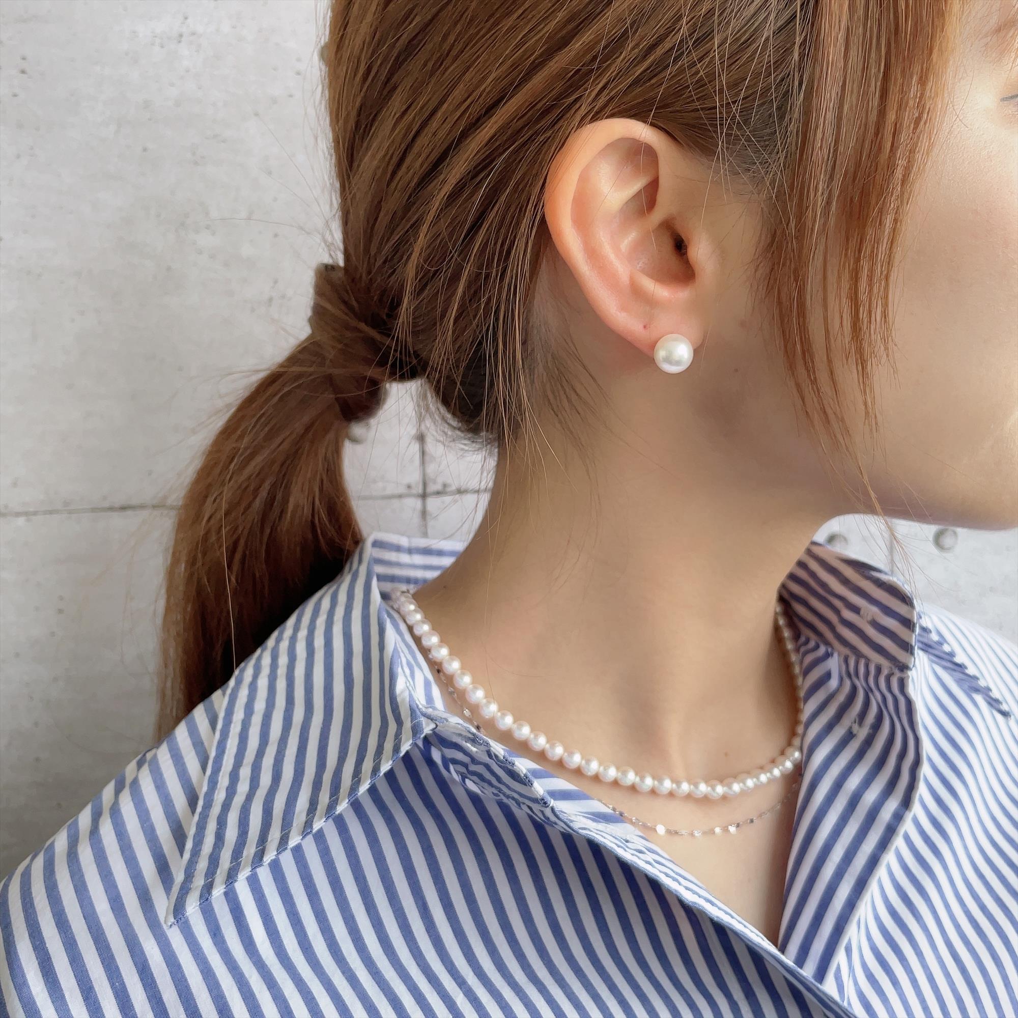 LUXE Akoya Pearl Earrings 9.0-9.5mm PT900 / K18YG