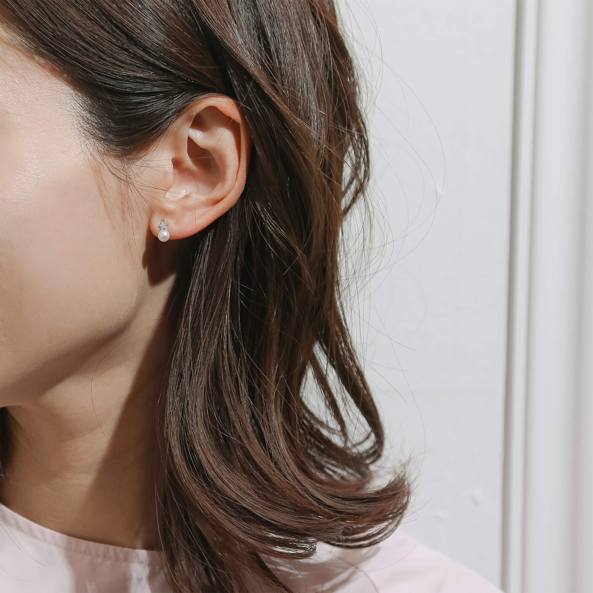 Petit Claire 阿古屋珍珠耳環<br>4.5-5.0mm K18WG 星光