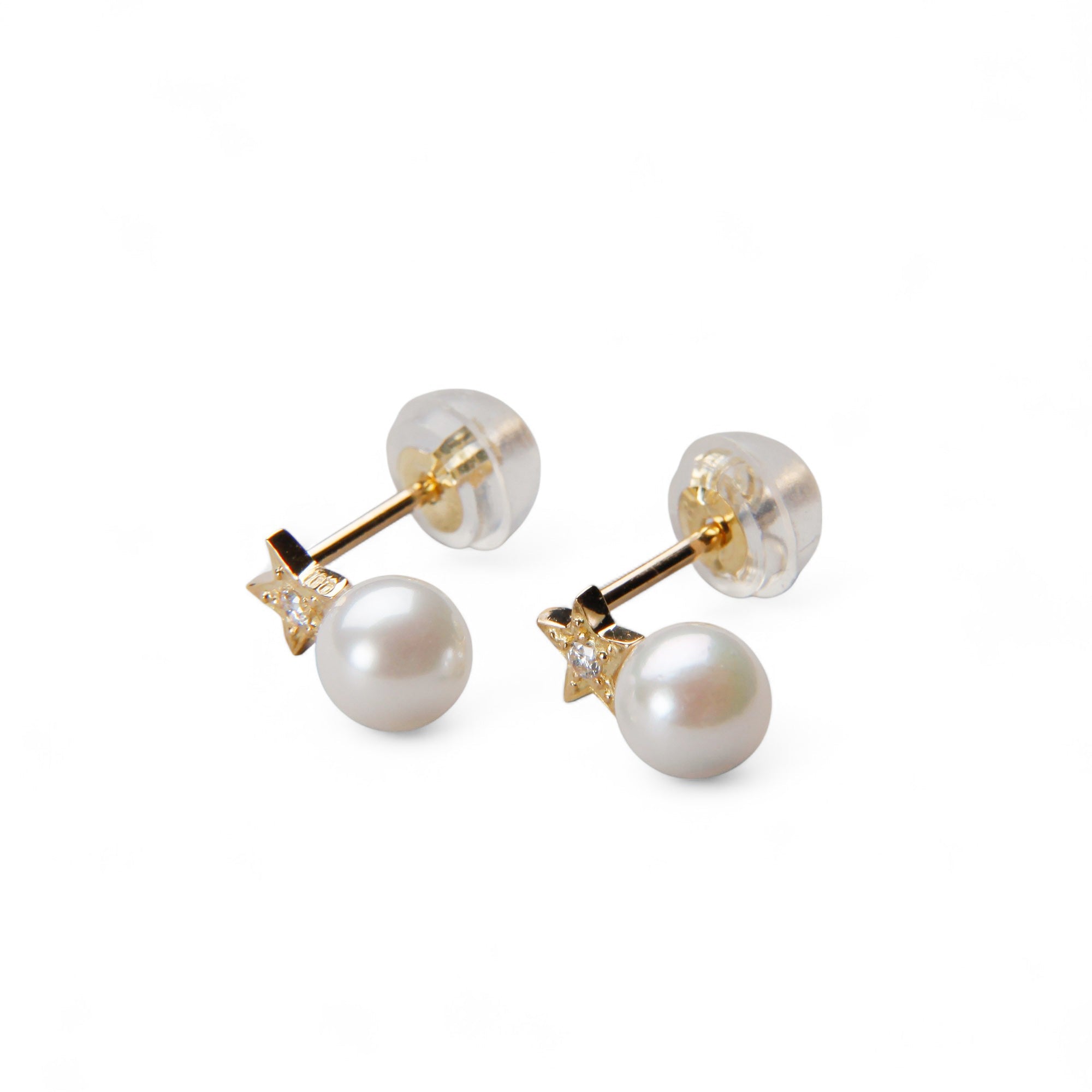 Petit Claire Akoya Pearl Earrings 4.5-5.0mm K18YG Star