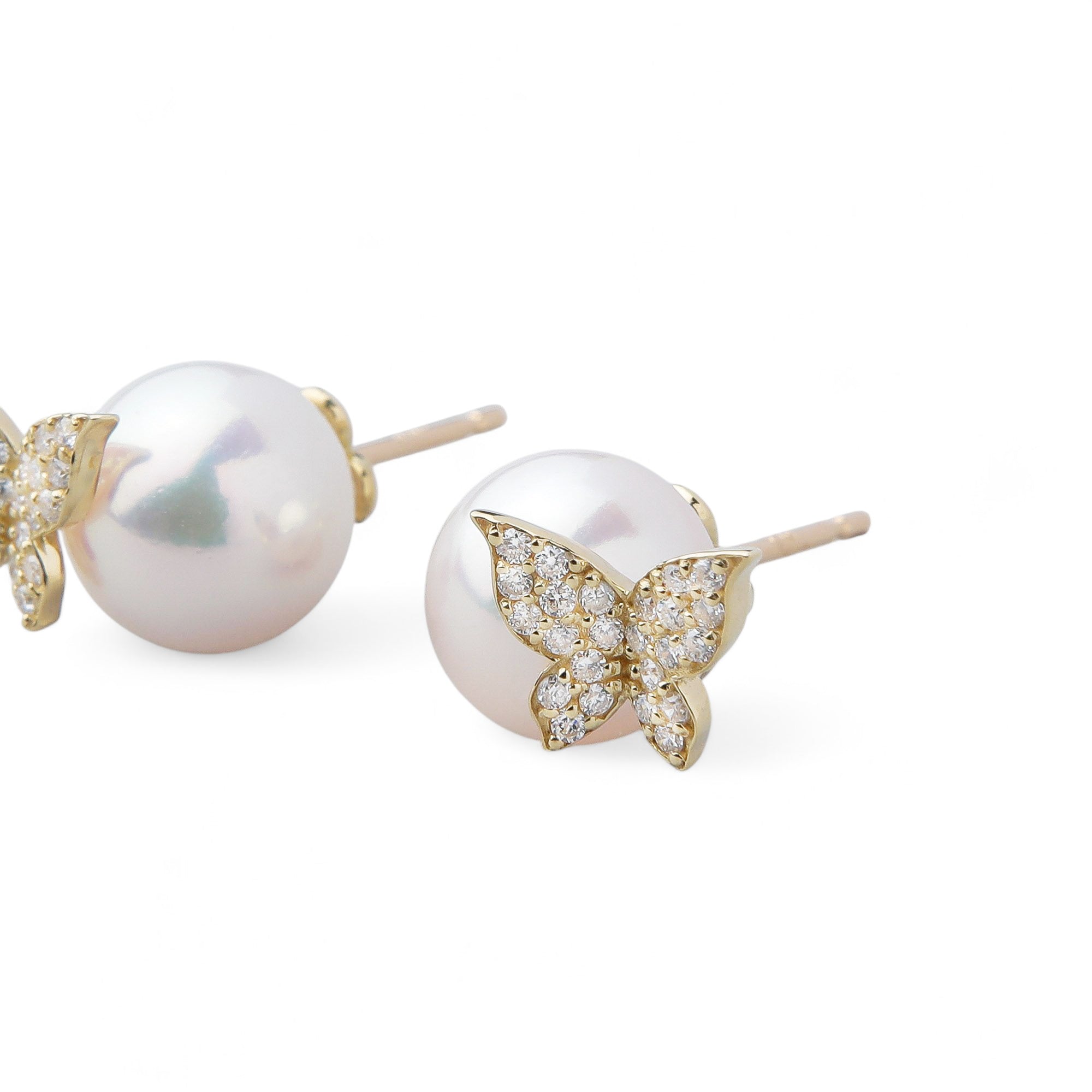 petit amie Akoya Pearl Butterfly Earrings 7.5-8.0mm K18YG