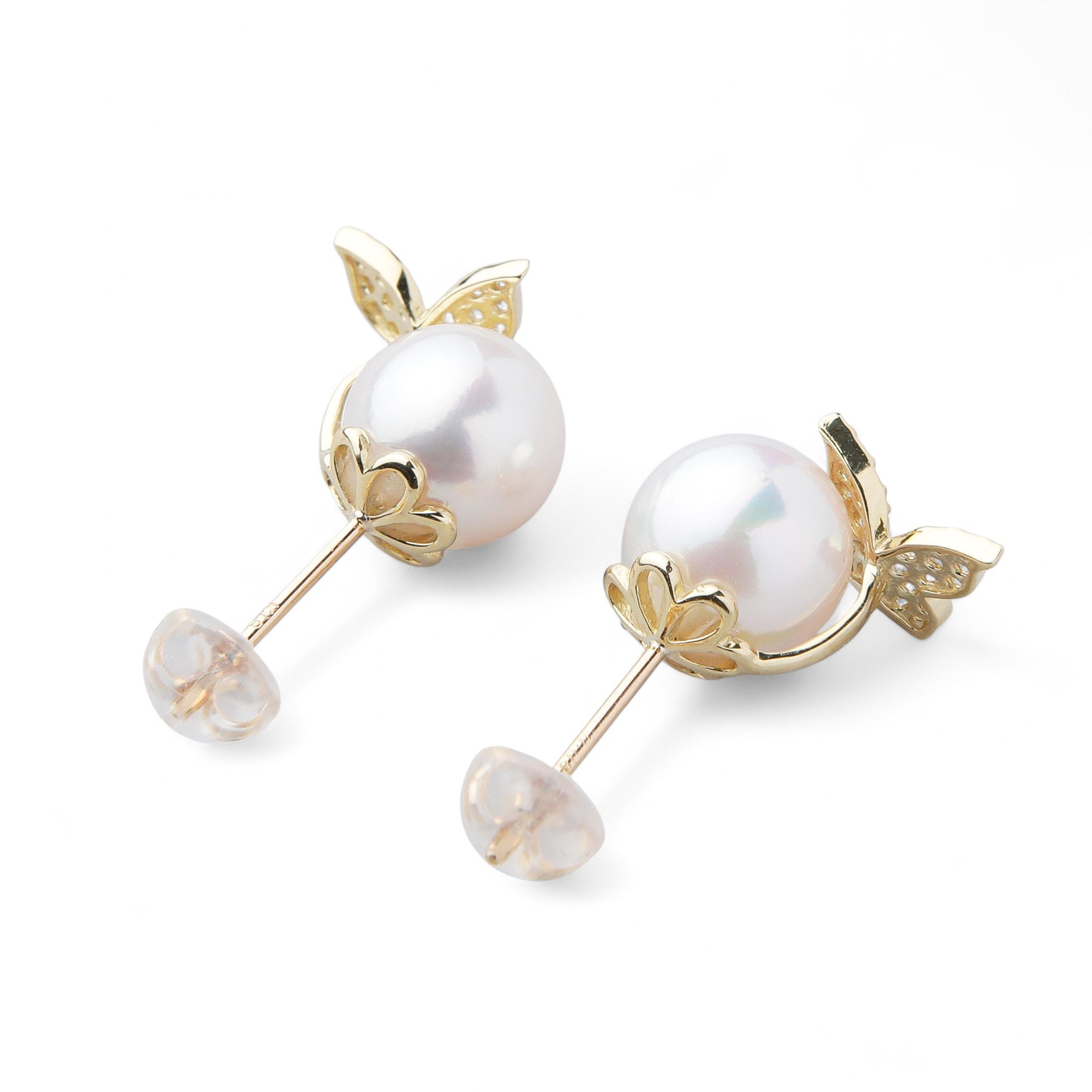 petit amie Akoya Pearl Butterfly Earrings 7.5-8.0mm K18YG
