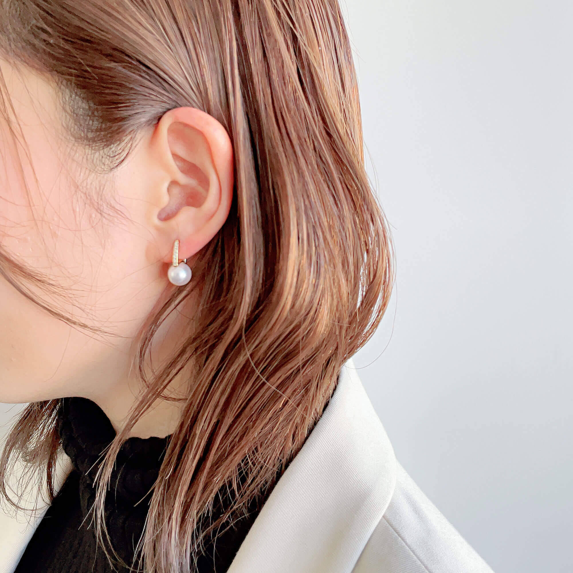 LUXE Akoya Pearl Earrings 8.5-9.0mm K18YG