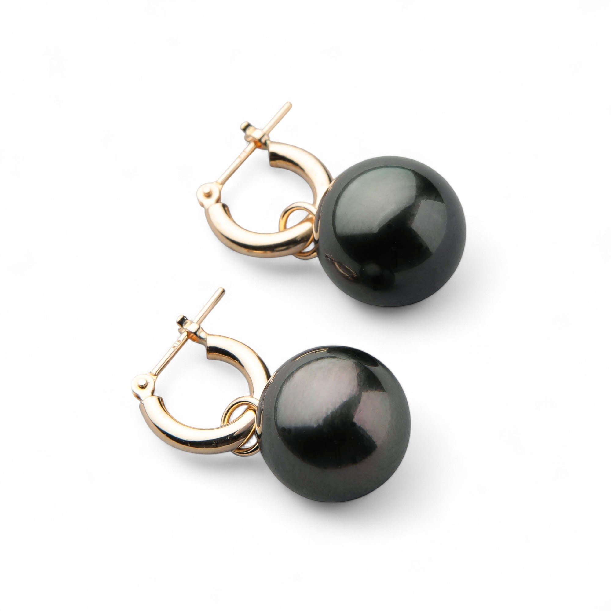 Tahitian+ Tahitian Black Pearl Hoop Earrings 11mmUP K18YG