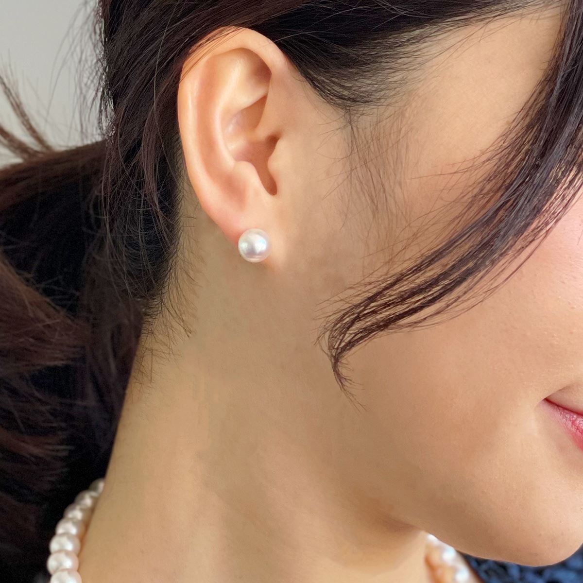 Aurora HANADAMA Akoya Pearl Earrings 9.0-9.5mm PT900 -TOP Quality-