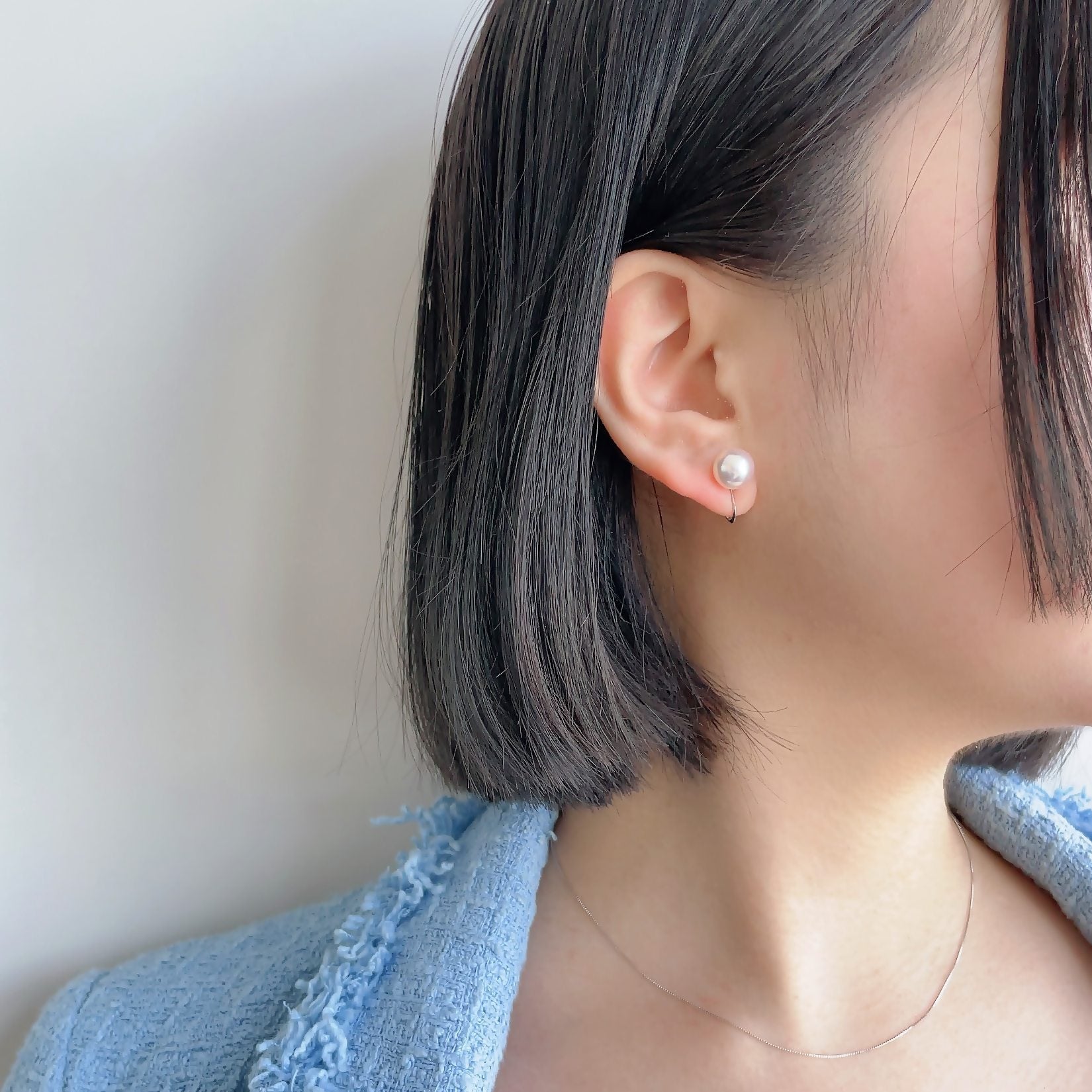 Aurora HANADAMA Akoya Pearl Earrings 9.0-9.5mm K14WG -TOP Quality-