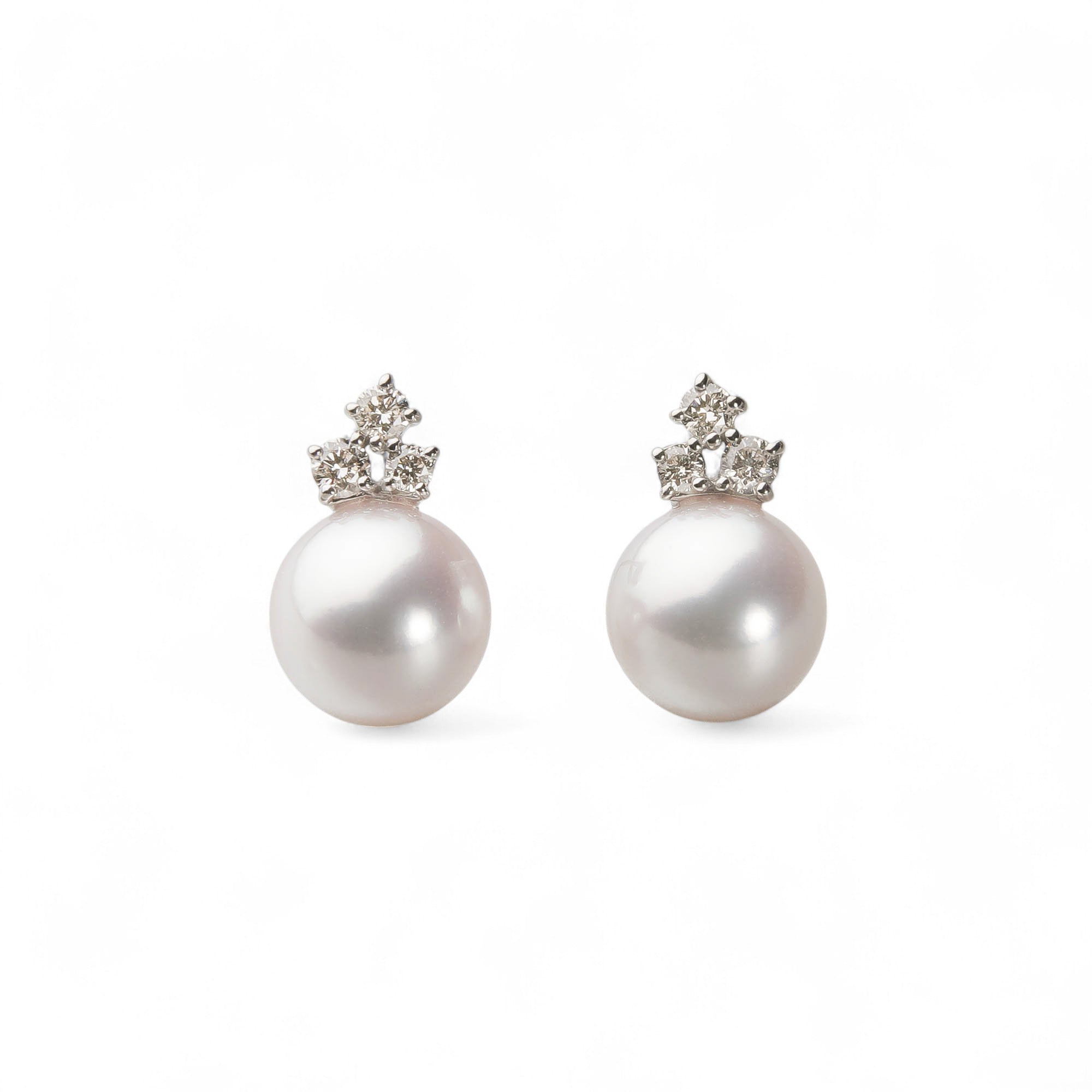 Aurora HANADAMA Akoya Pearl Earrings K18WG -TOP Quality-