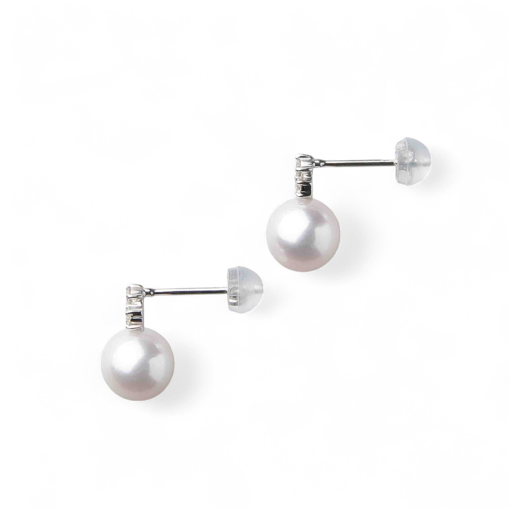 Aurora HANADAMA Akoya Pearl Earrings 8.0-8.5mm K18WG -TOP Quality-