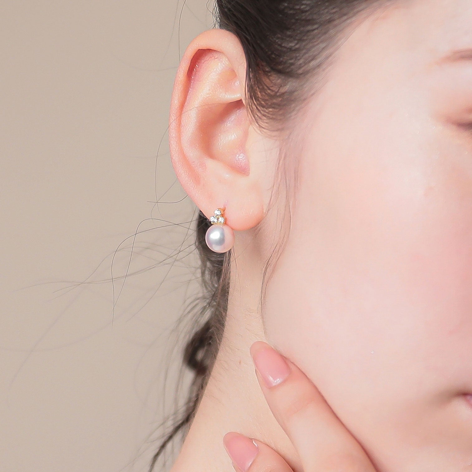 Aurora HANADAMA Akoya Pearl Earrings 8.0-8.5mm K18YG -TOP Quality-