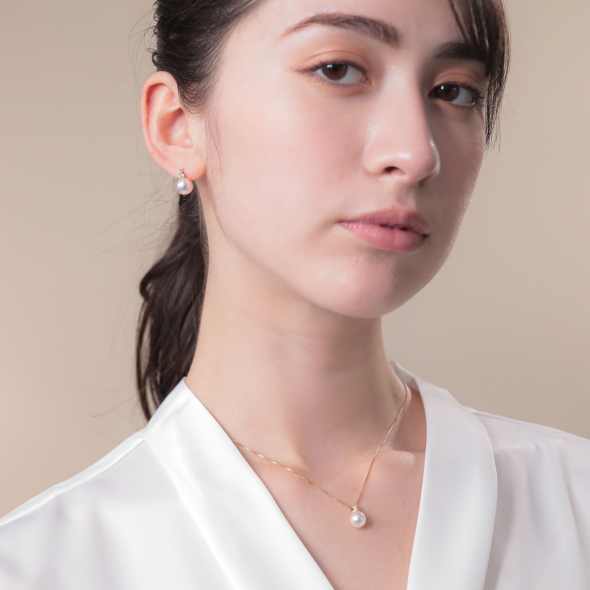 Aurora HANADAMA Akoya Pearl Earrings 8.0-8.5mm K18YG -TOP Quality-