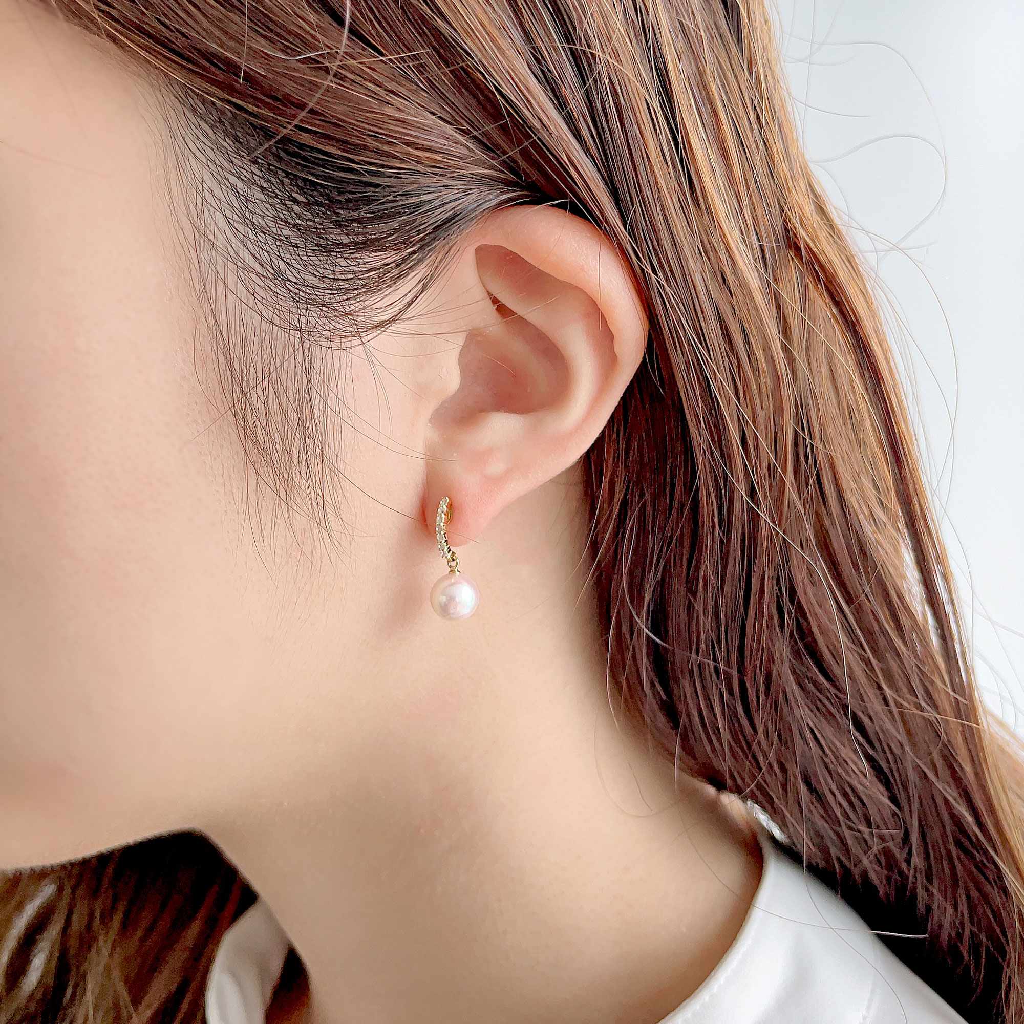 Aurora HANADAMA Akoya Pearl Earrings 7.5-8.0mm K18YG -Premium-