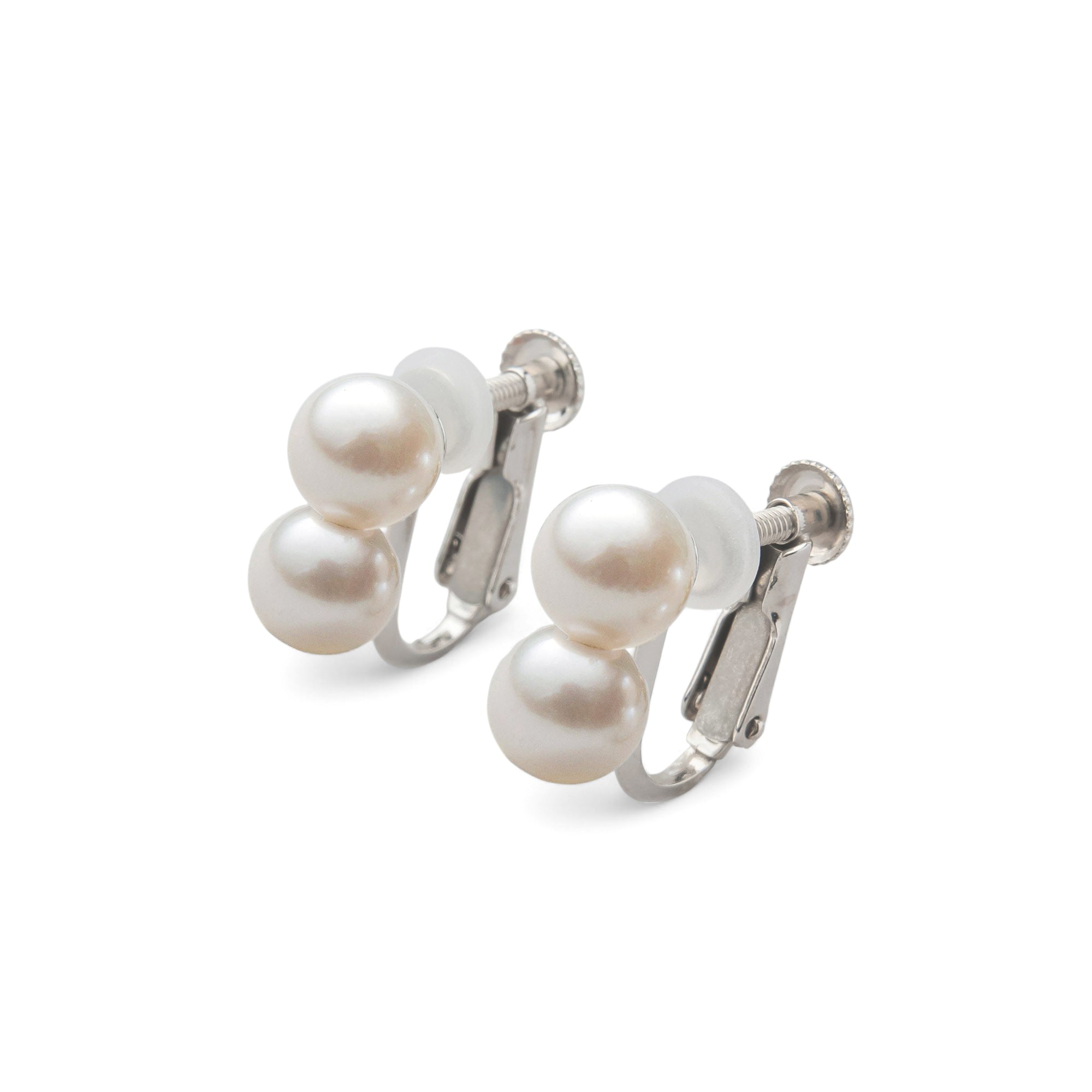 Carina Akoya Pearl Double Clip-on Earrings 5.5-6.0mm SV925