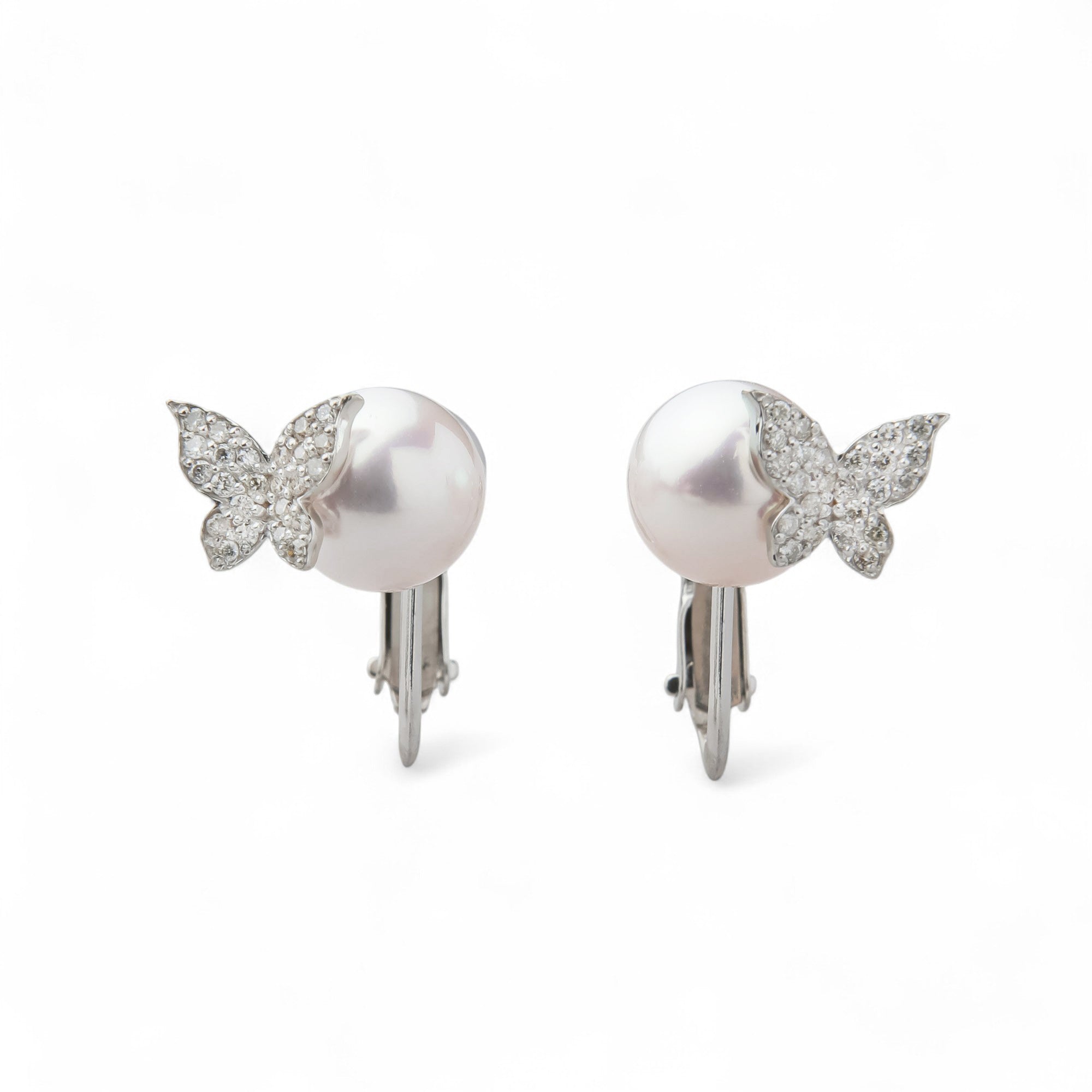 petit amie Akoya Pearl Butterfly Clip-on Earrings 7.5-8.0mm K18WG