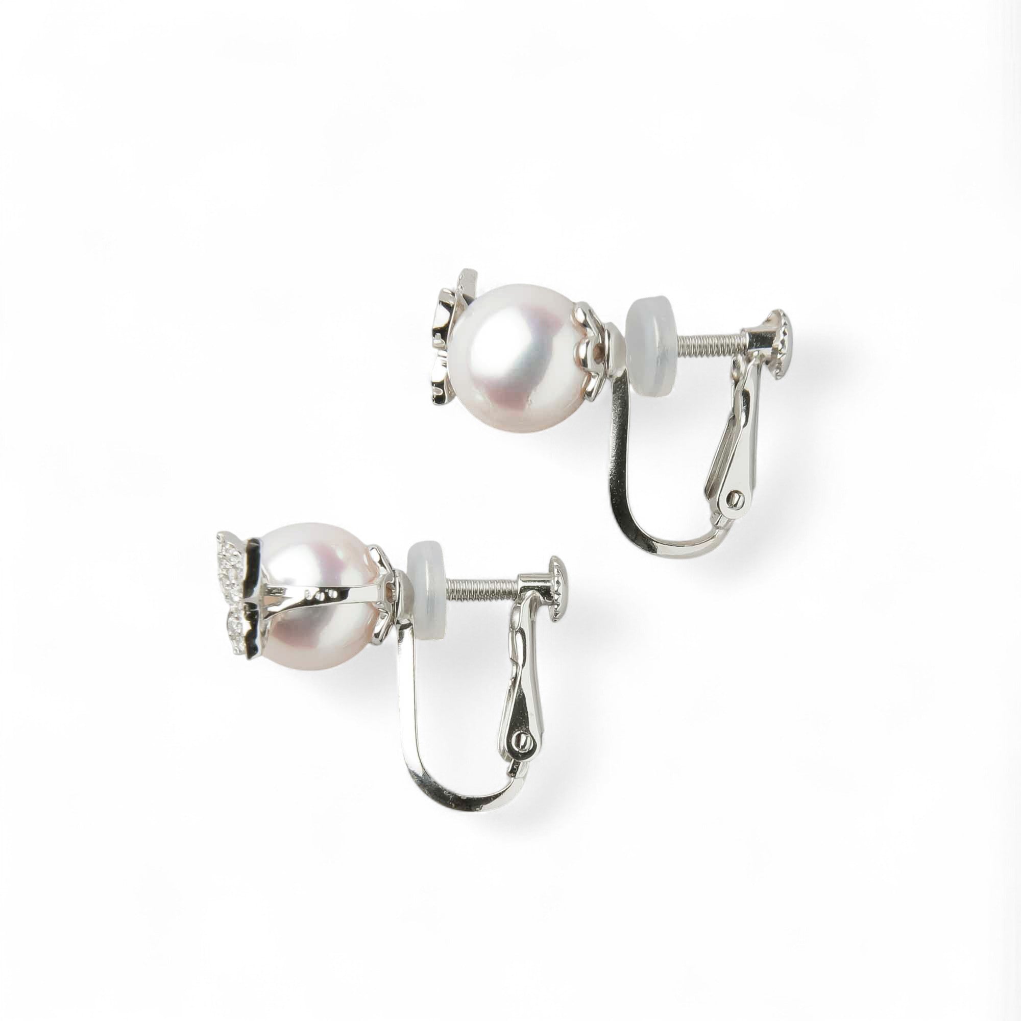 petit amie Akoya Pearl Butterfly Clip-on Earrings 7.5-8.0mm K18WG