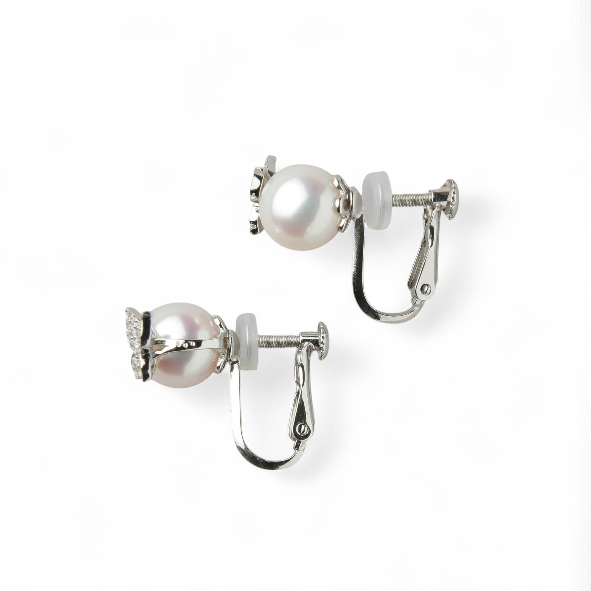 petit amie Akoya Pearl Butterfly Clip-on Earrings 7.5-8.0mm K18WG