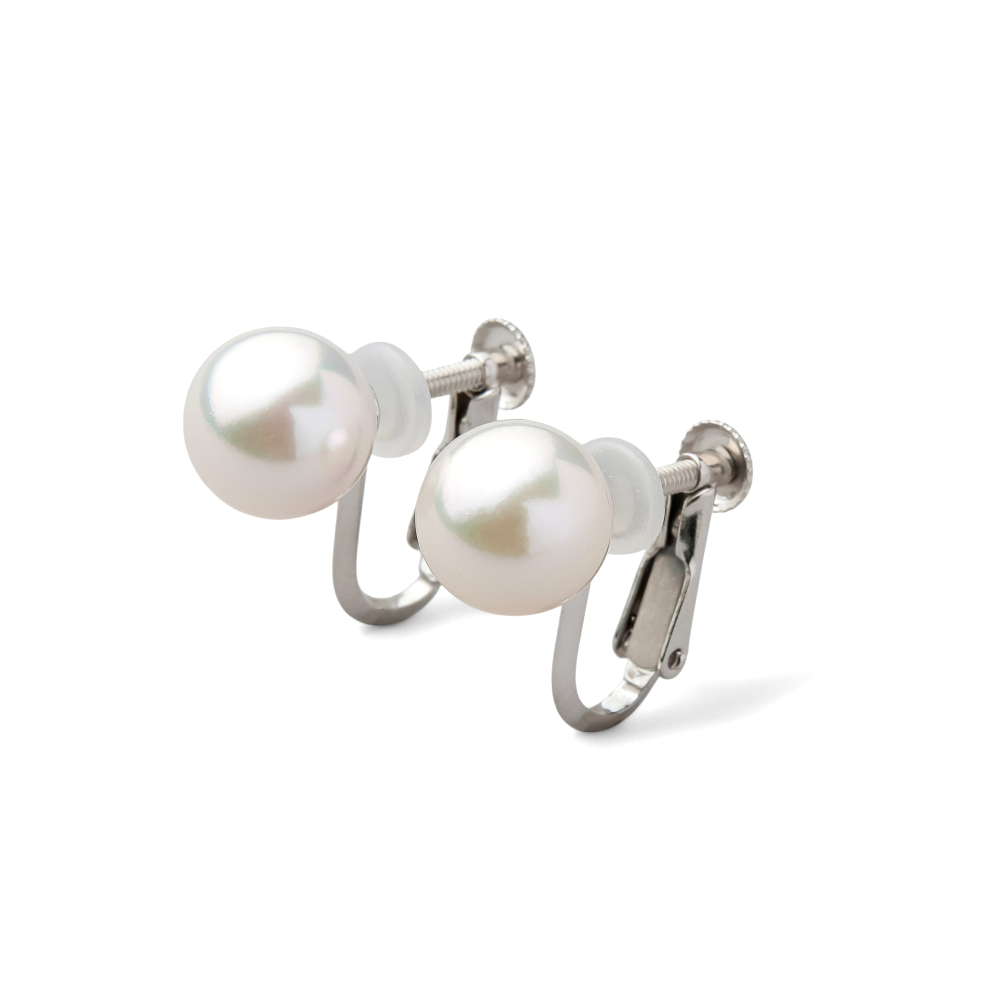 Akoya Pearl Stud Clip-on Earrings 8.0-8.5mm SV925