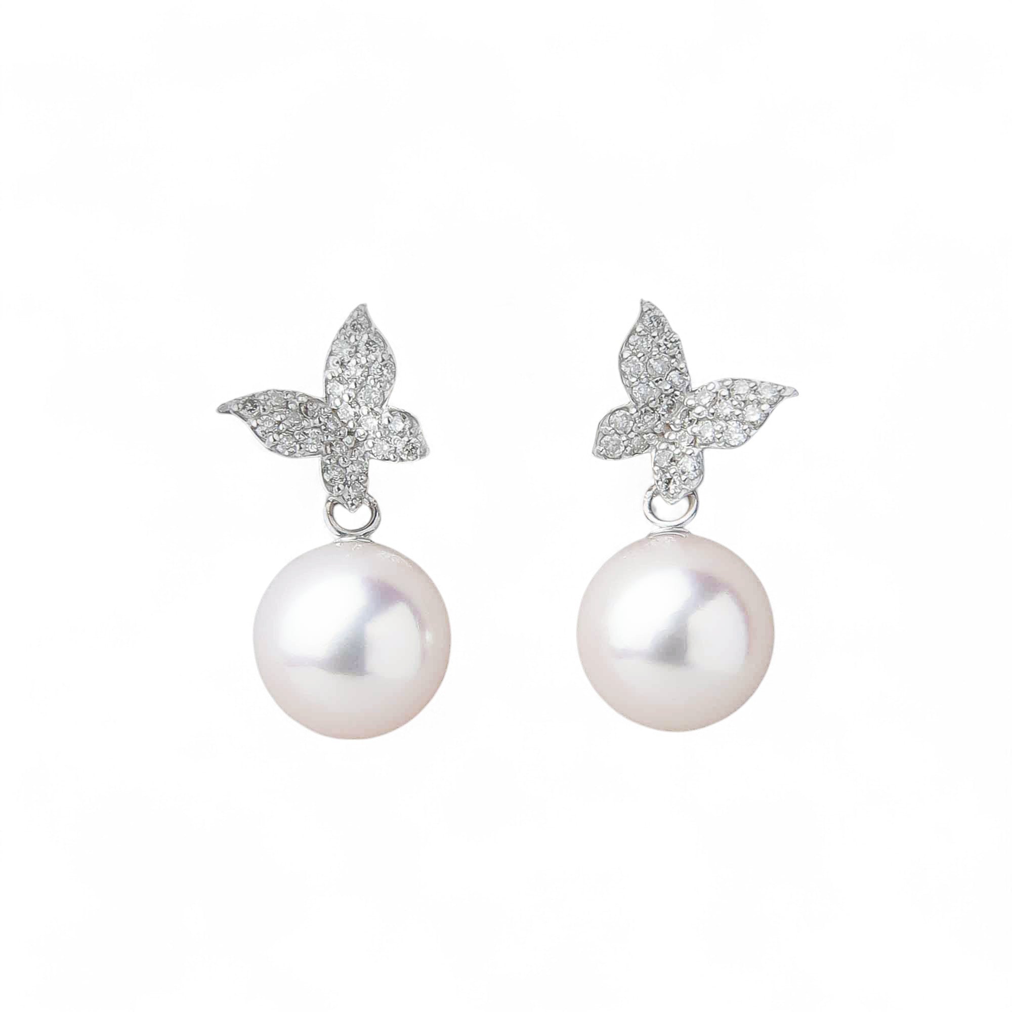 petit amie Akoya Pearl Butterfly Earrings 7.5-8.0mm K18WG