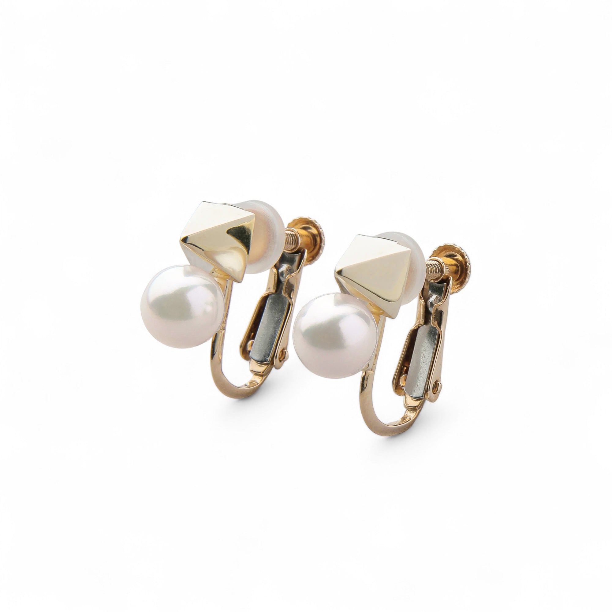 Carina Akoya Pearl Pyramid Earrings 5.5–6.0mm K10 Yellow Gold