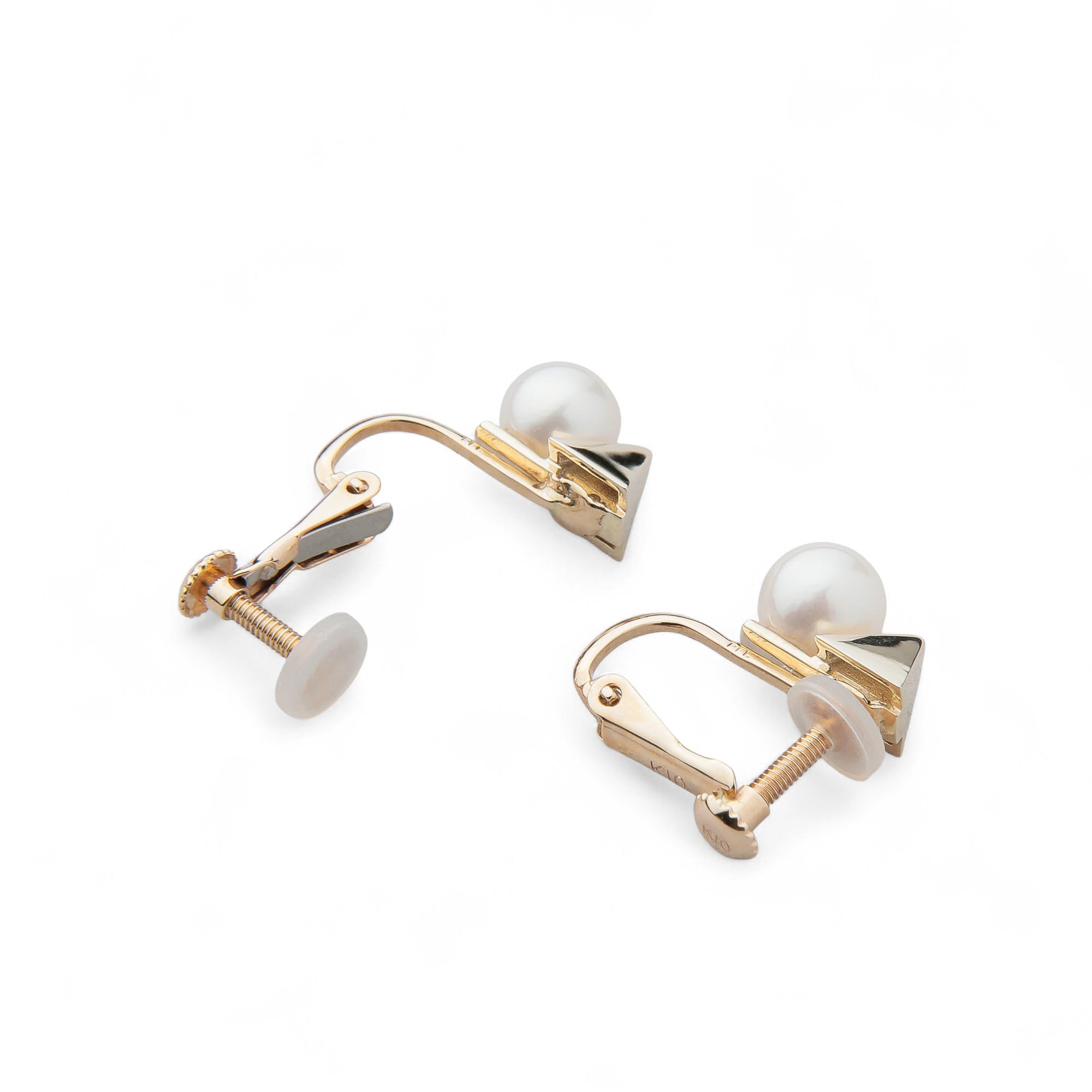 Carina Akoya Pearl Pyramid Earrings 5.5–6.0mm K10 Yellow Gold