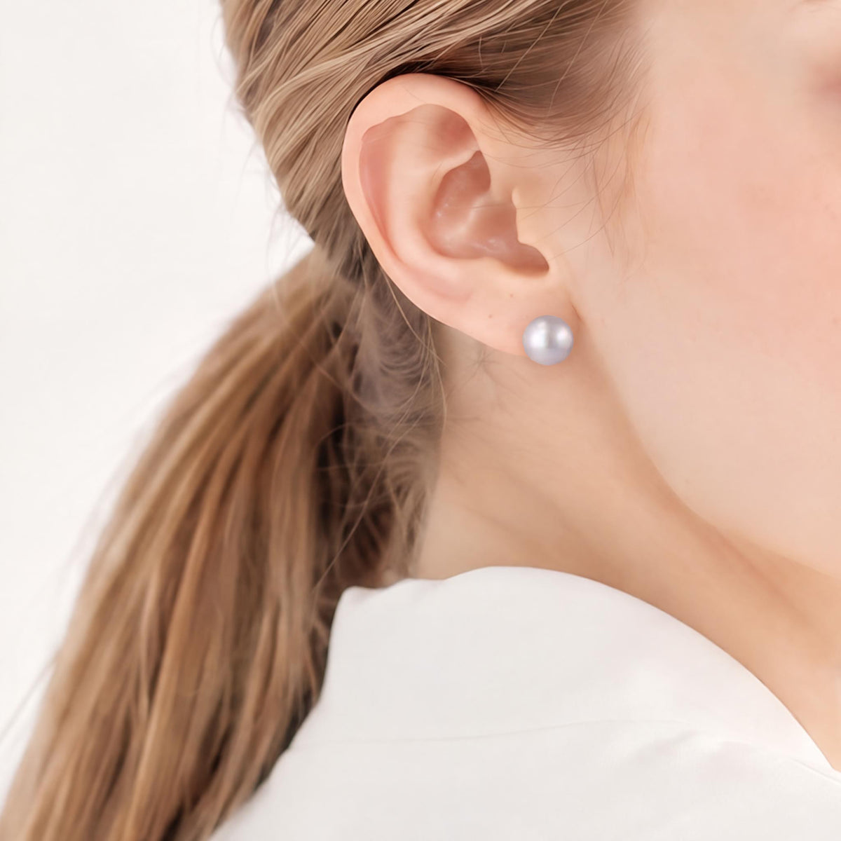 Bubble Freshwater Pearl Earrings 10mmUP Gray PT900