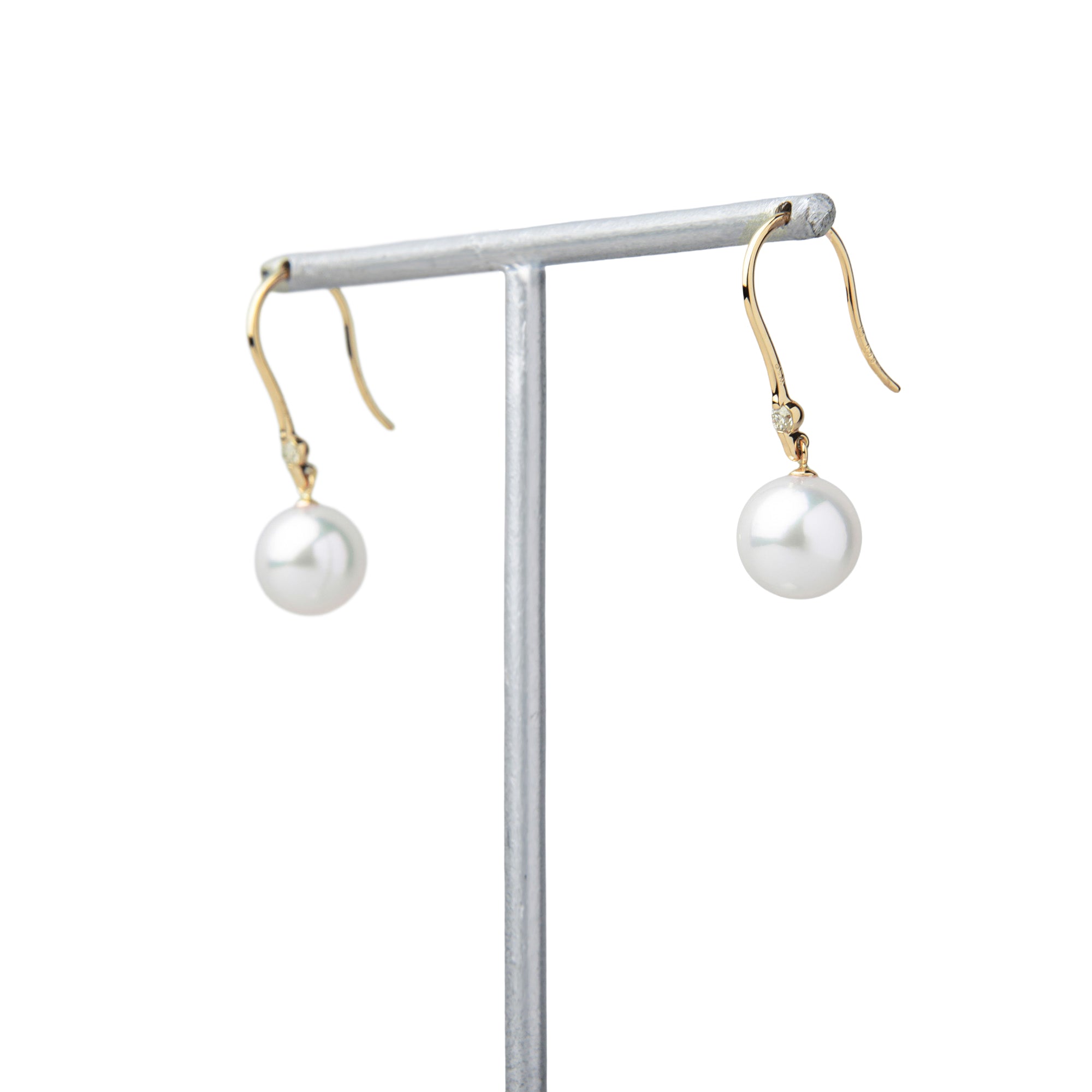 Aurora HANADAMA Akoya珍珠钩式耳环 8.0–8.5mm K18YG