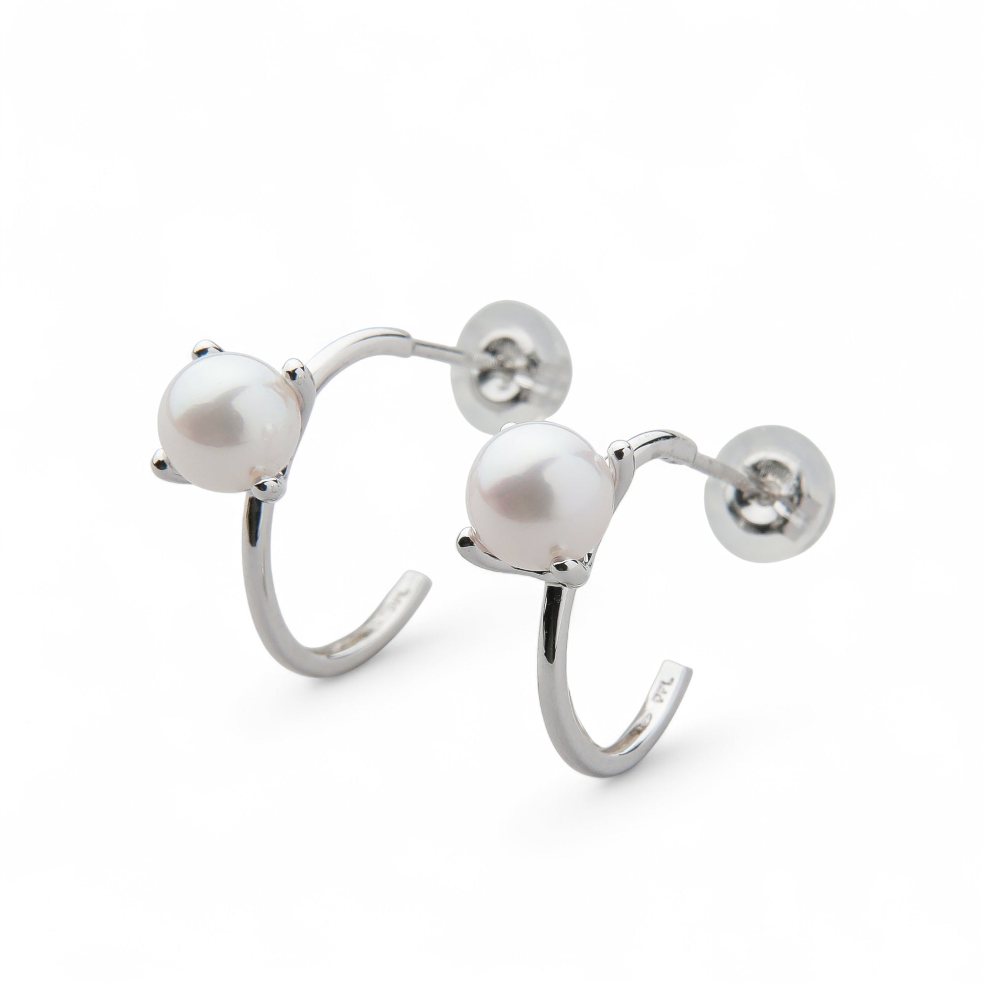 Carina Akoya Pearl Hoop Earrings 5.5-6.0mm K10 White Gold