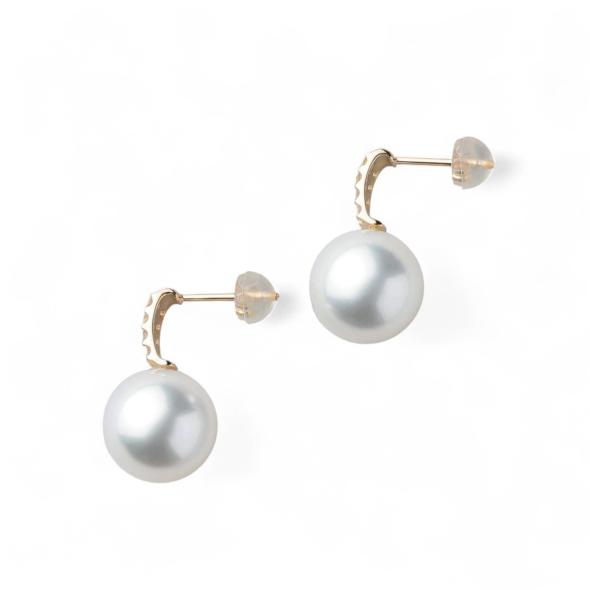 South Sea White Pearl Earrings 11mm K18 Yellow Gold