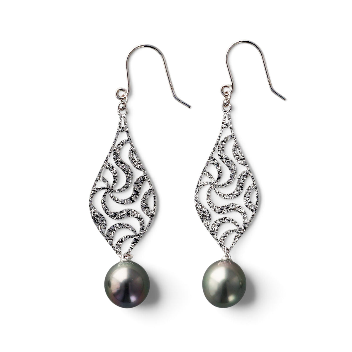 LUXE Tahitian Black Pearl Earrings 9mmUP K18WG