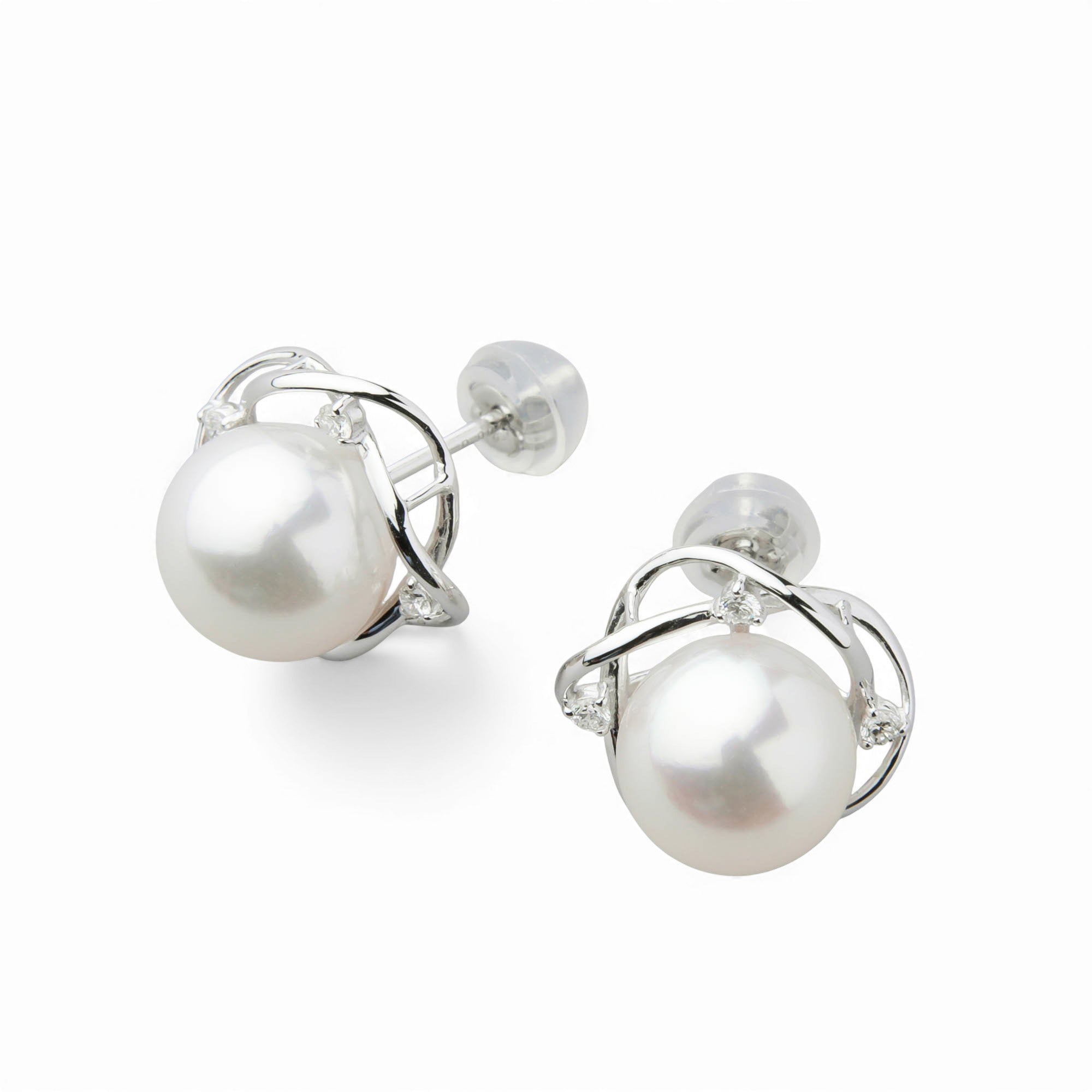 LUXE Akoya Pearl Earrings 8.5–9.0mm PT900/K18YG