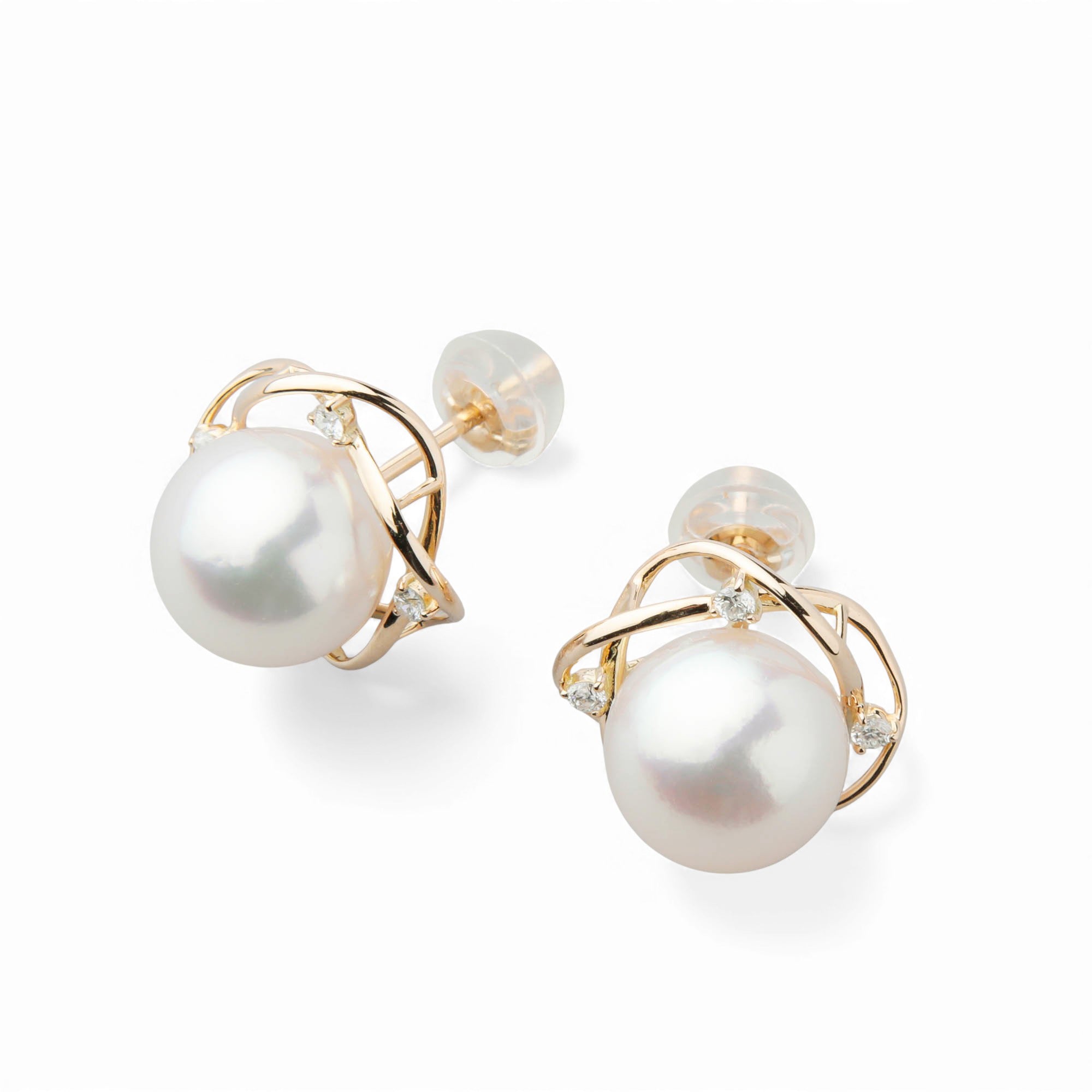 LUXE Akoya Pearl Earrings 8.5–9.0mm PT900/K18YG