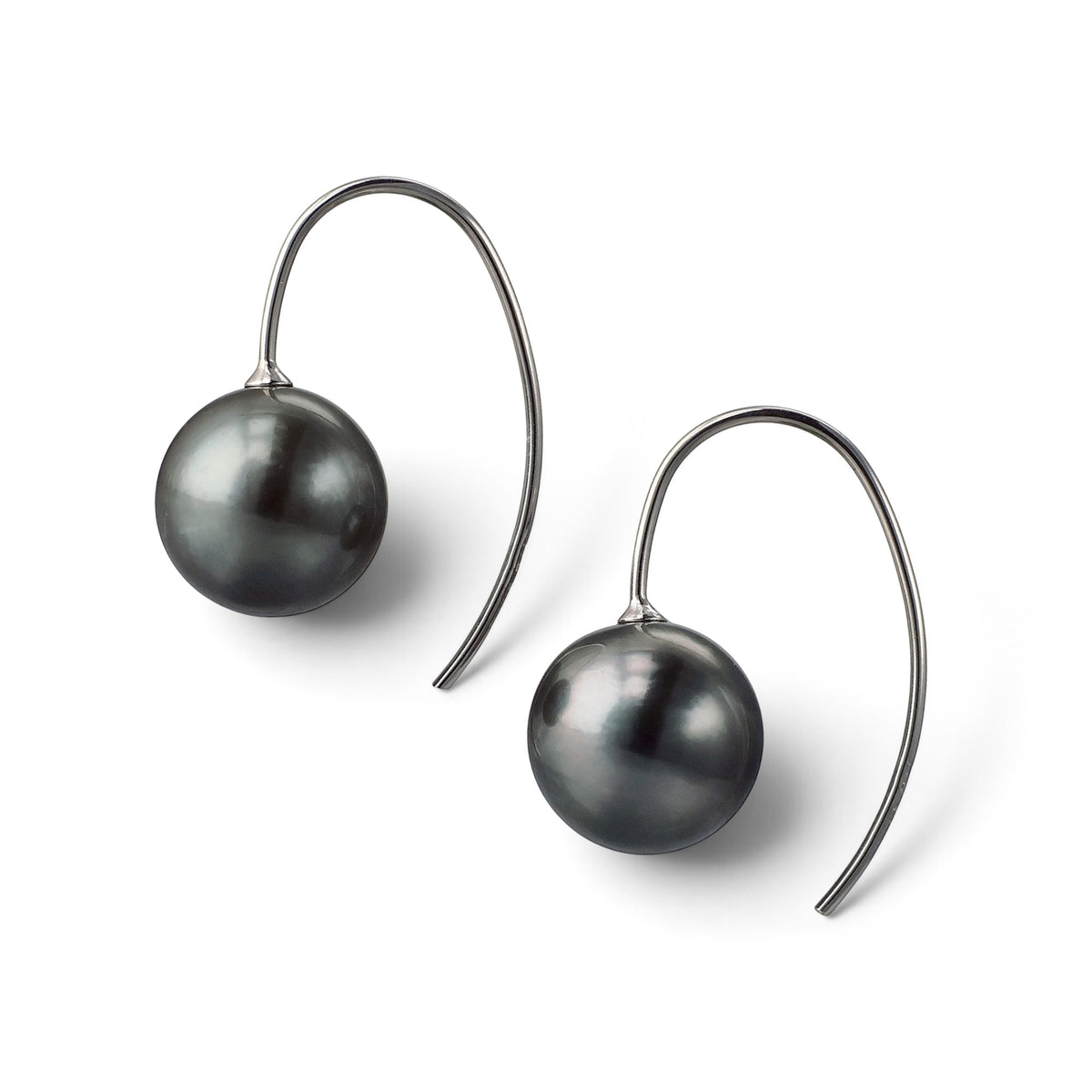 LUXE Tahitian Black Pearl Hook Earrings 9mmUP K14WG/K18YG