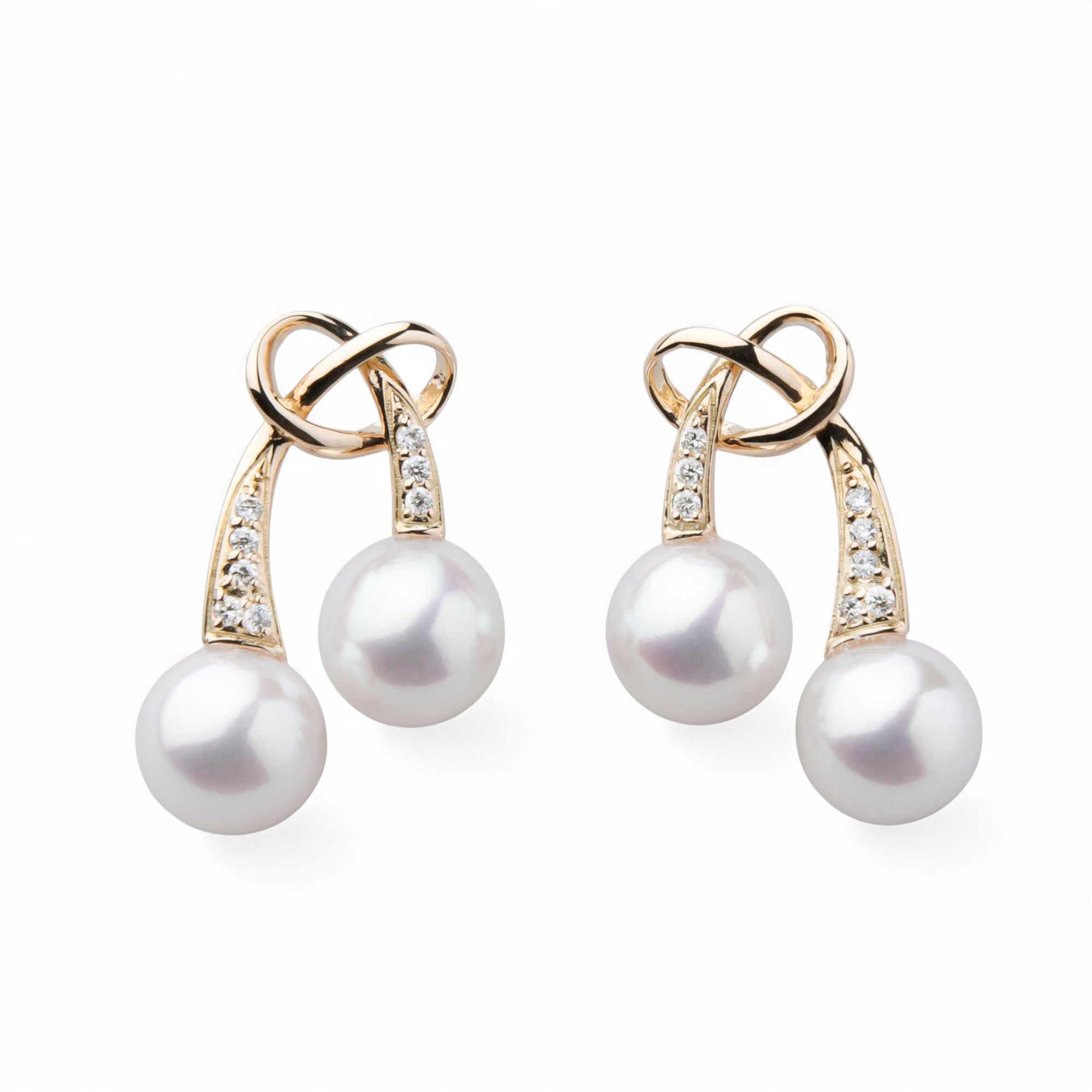 LUXE Akoya珍珠緞帶耳環 6.5–7.0mm K18YG