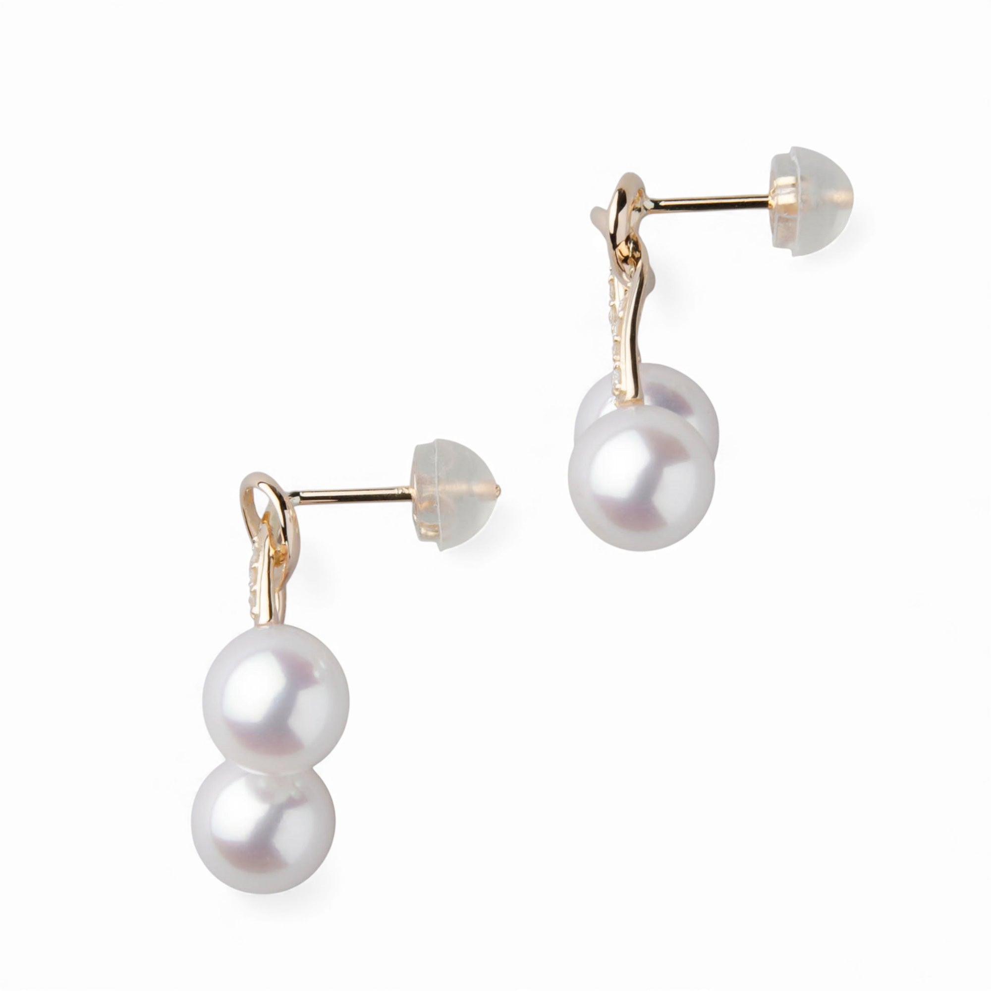 LUXE Akoya珍珠缎带耳环 6.5–7.0mm K18YG