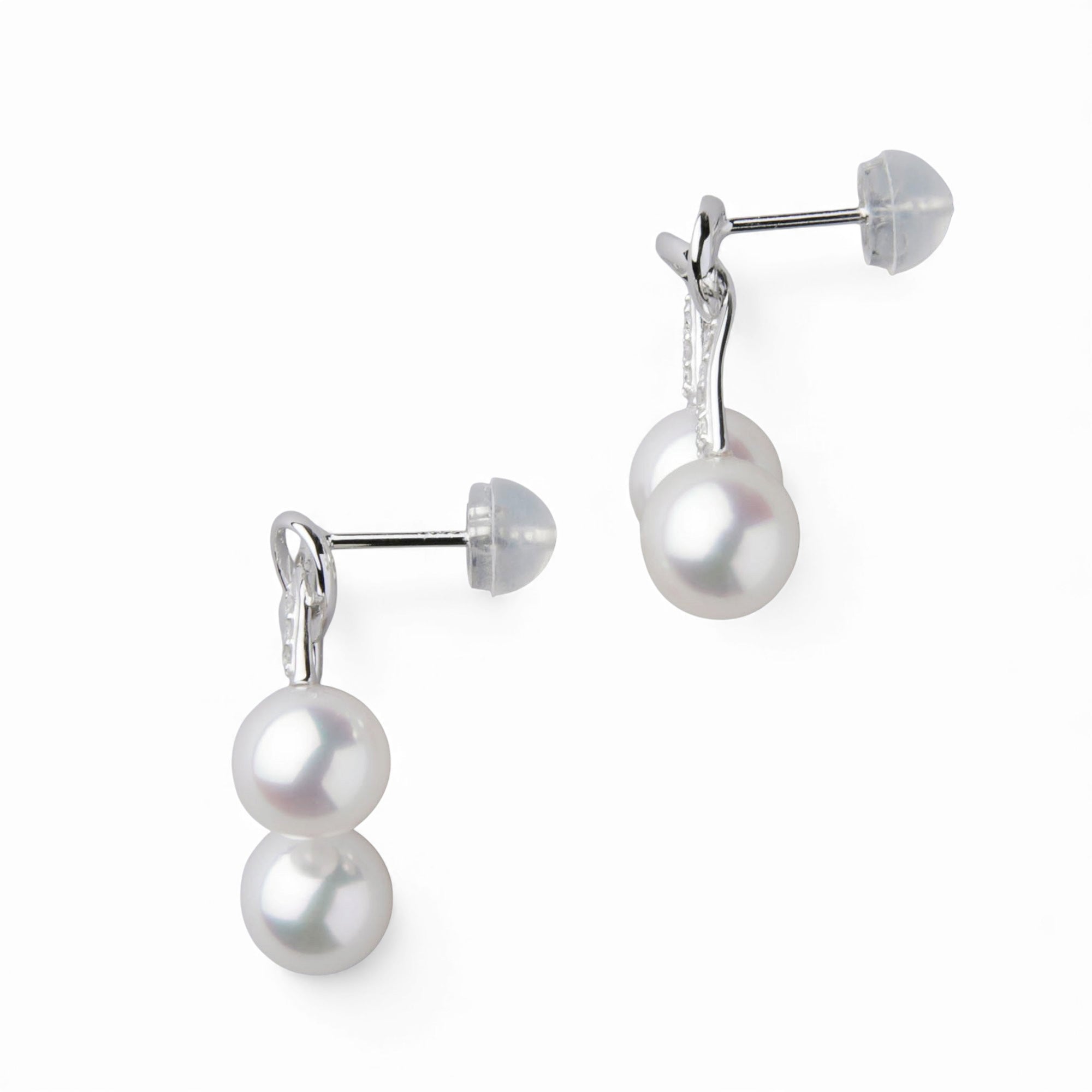 LUXE Akoya珍珠缎带耳环 6.5–7.0mm PT900