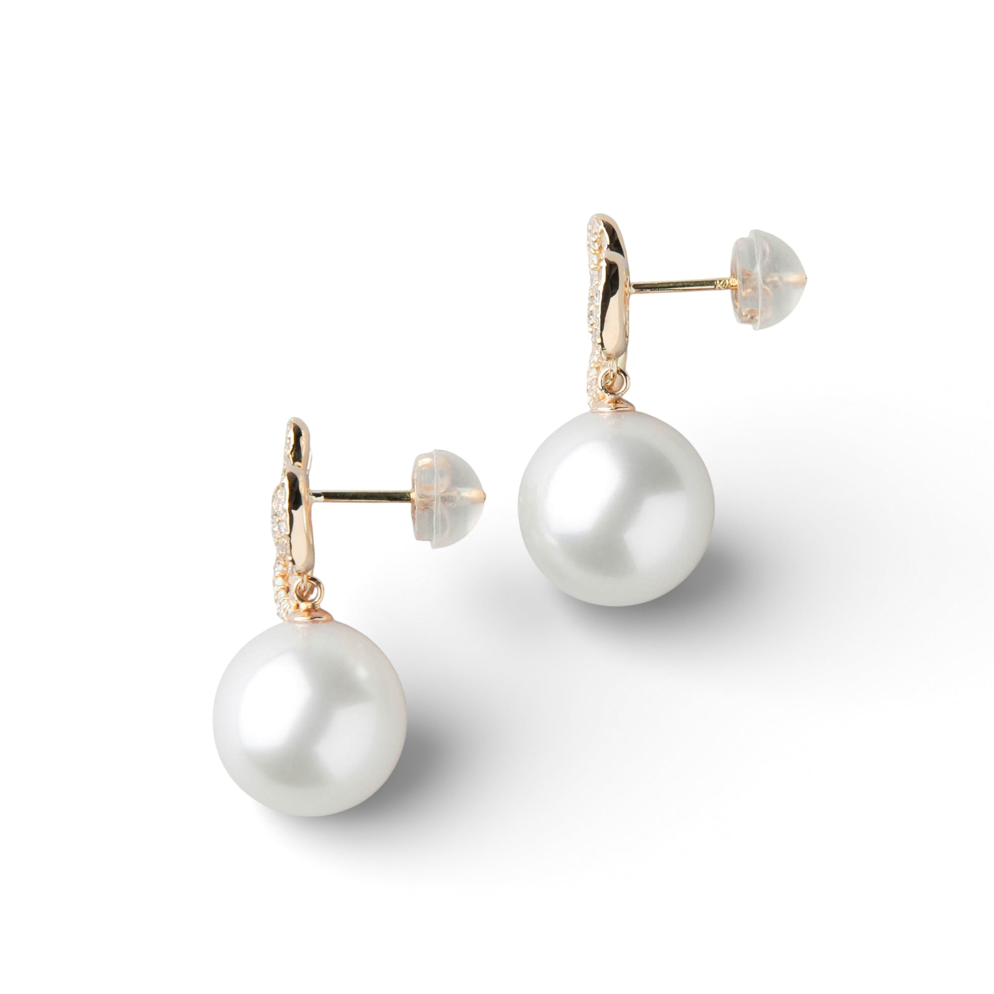 南洋白珍珠耳环 10mmUP K18YG,附 Aurora Phoenix 认证